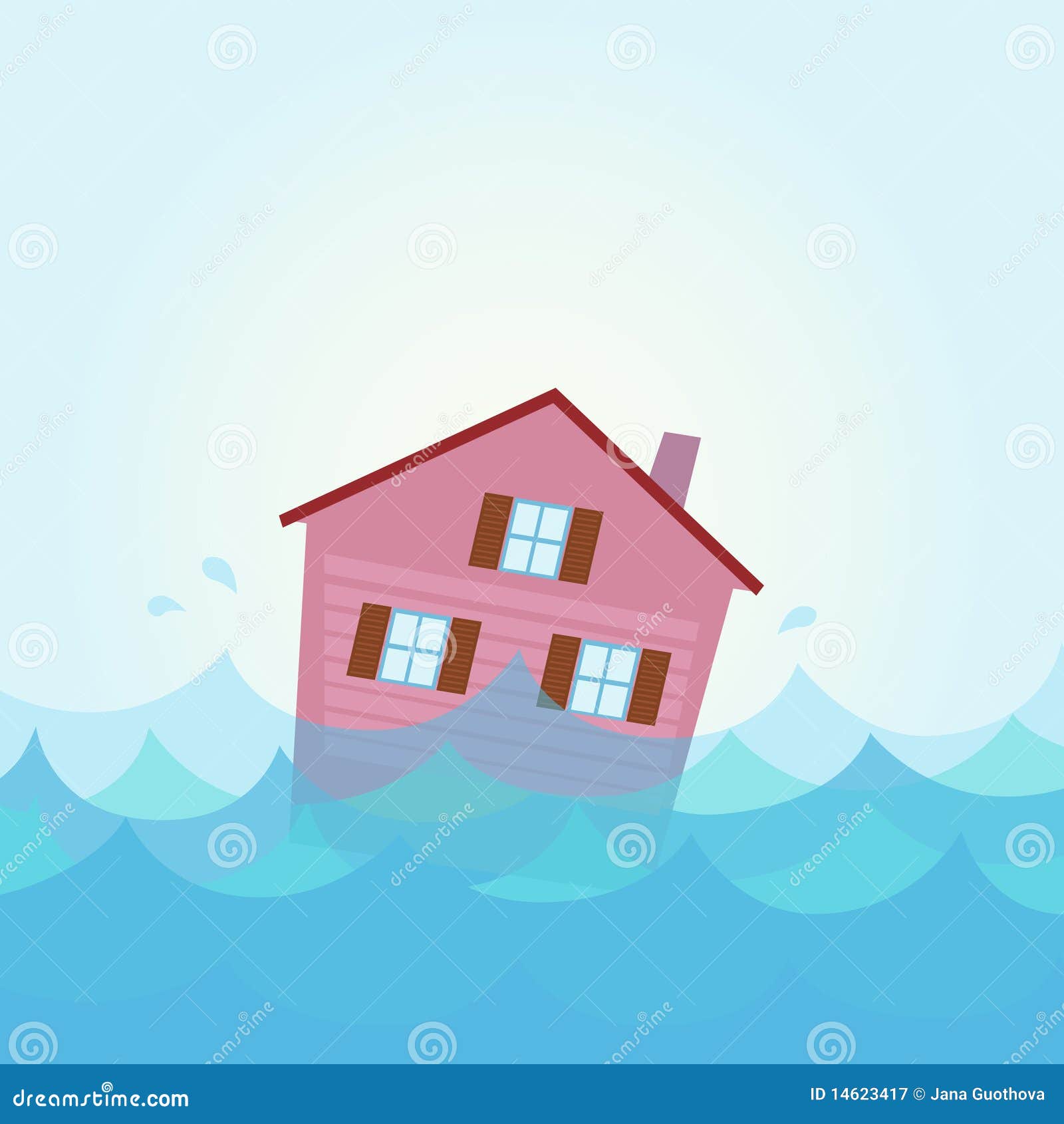 House Flood - Home Flooding Under Water Royalty Free Stock Photography