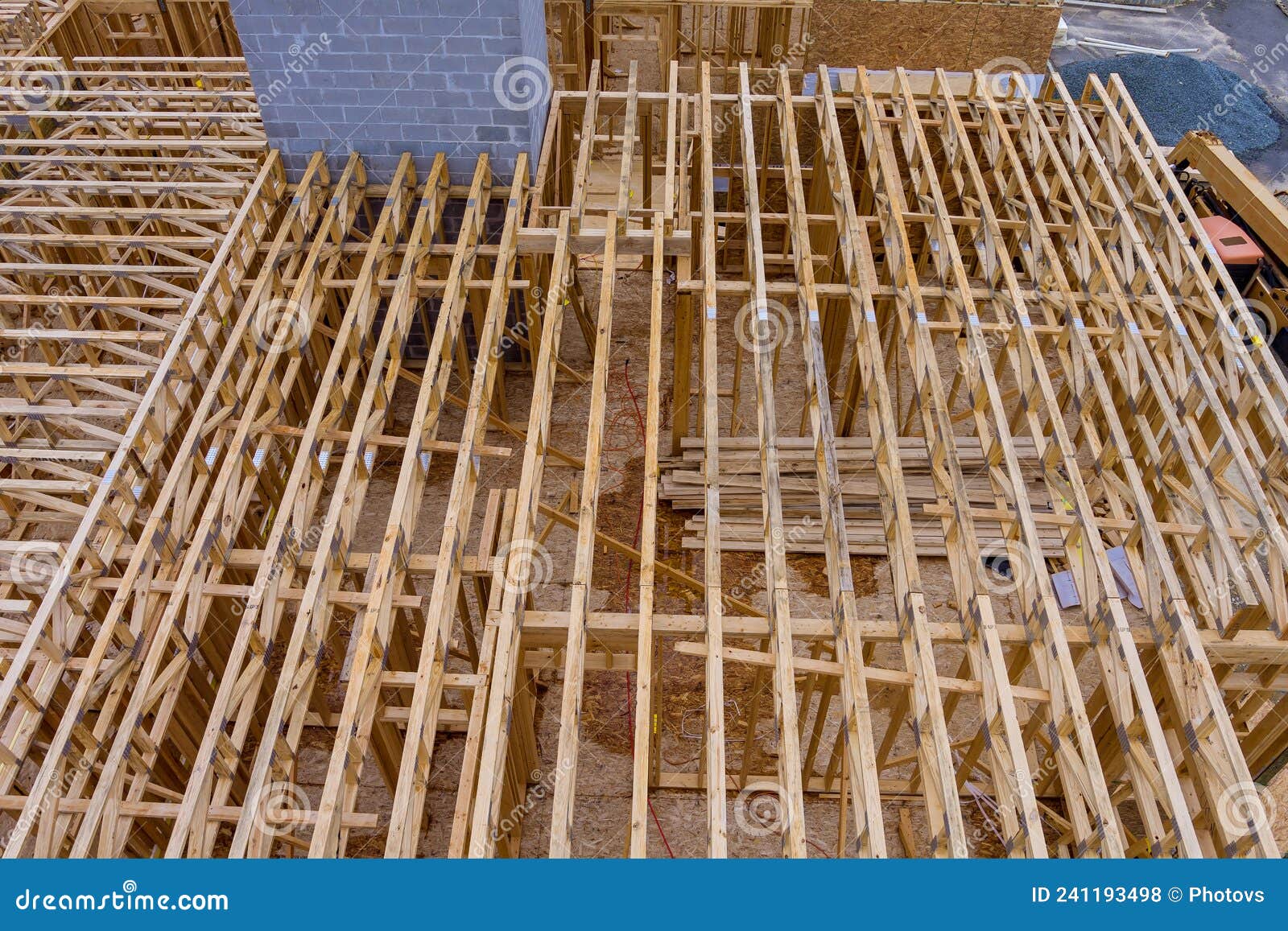 House Framing Installing Second Floor Construction Massive Solid Wood