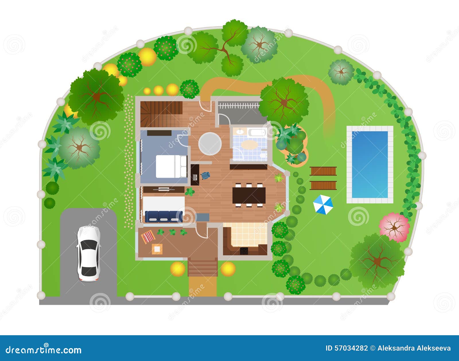  House  With Garden  Layout Vector Stock Vector Image 