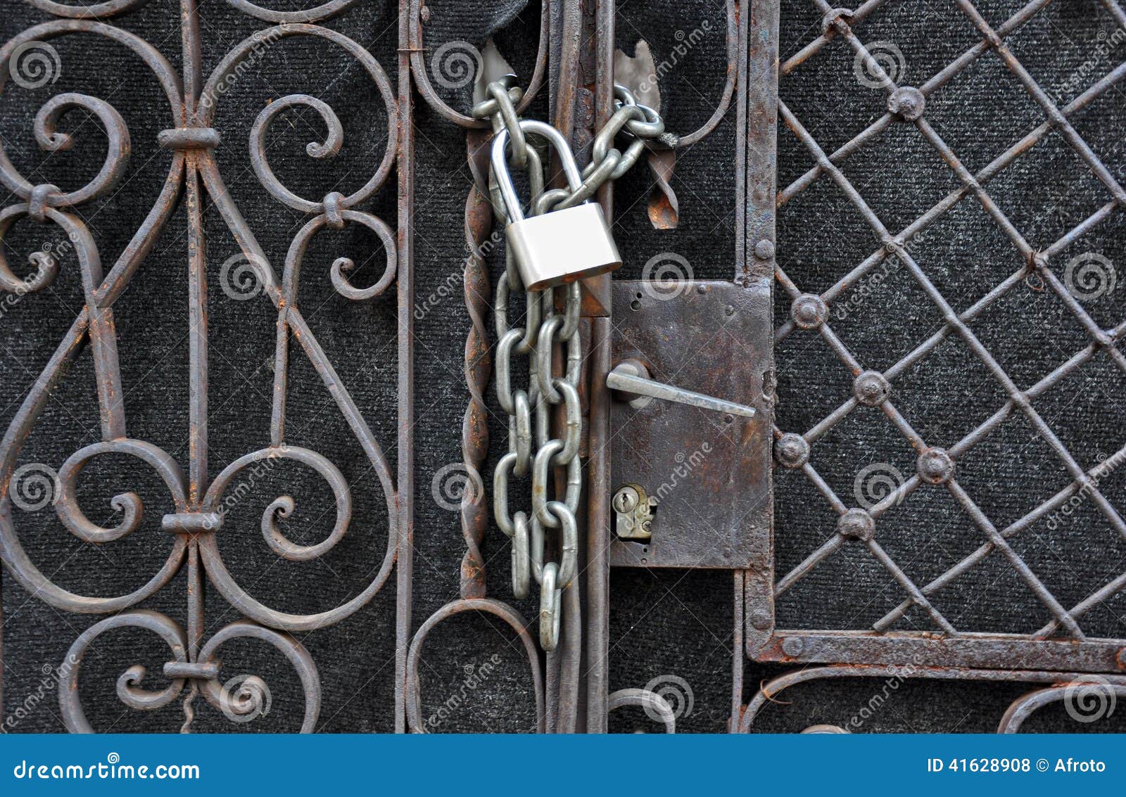 House gate padlock stock photo. Image of guard, locked 41628908