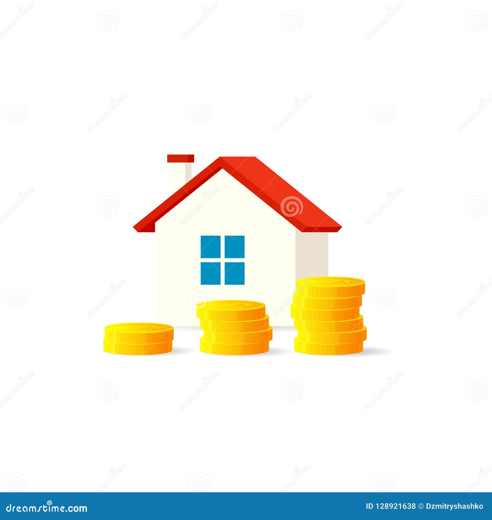 House with golden coins stock vector. Illustration of concept - 128921638