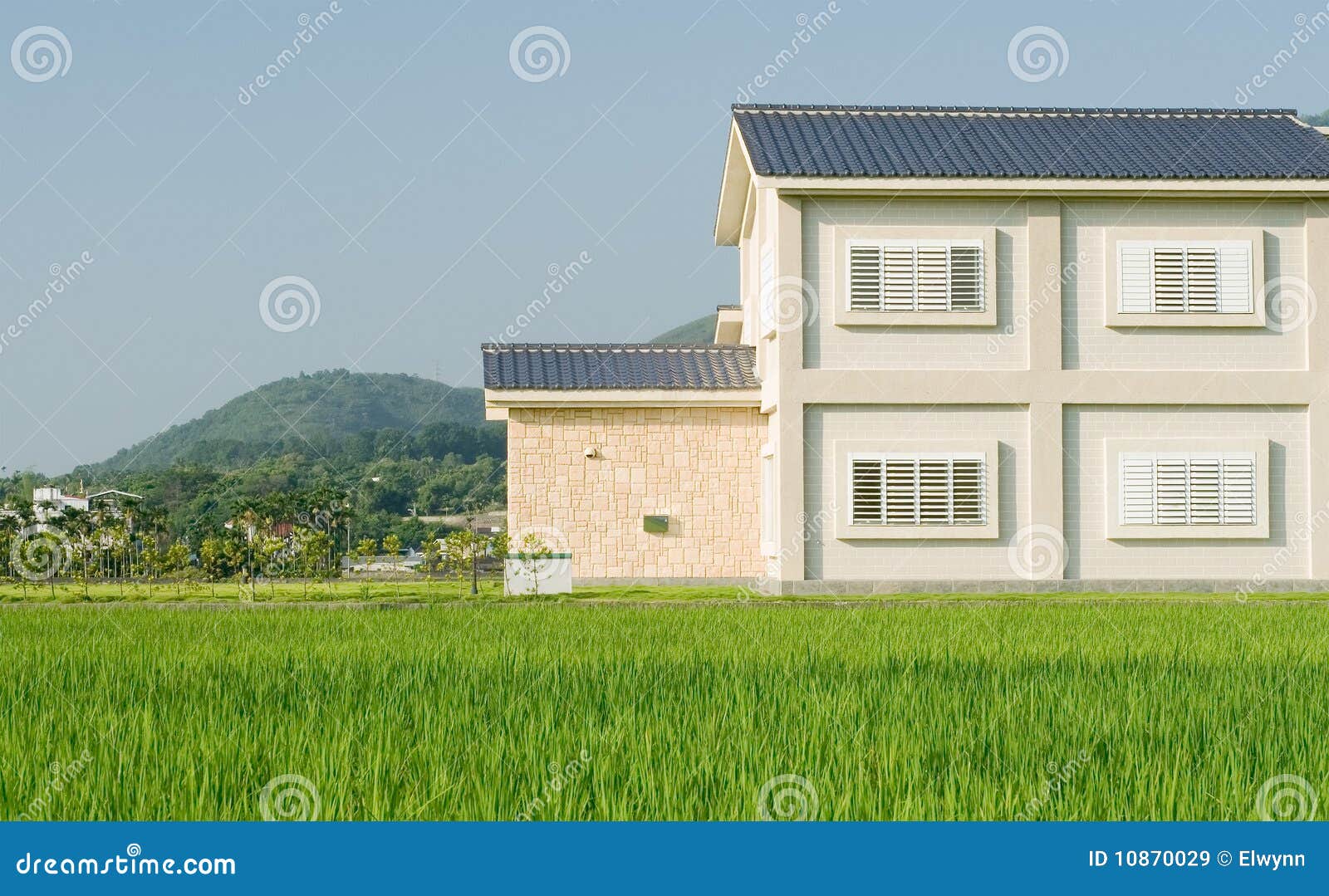 House on the grassland stock image. Image of field, building 10870029