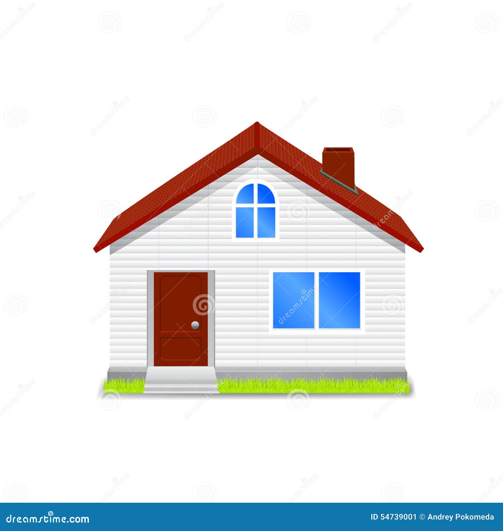 House with green roof. Vector illustration 10 eps.