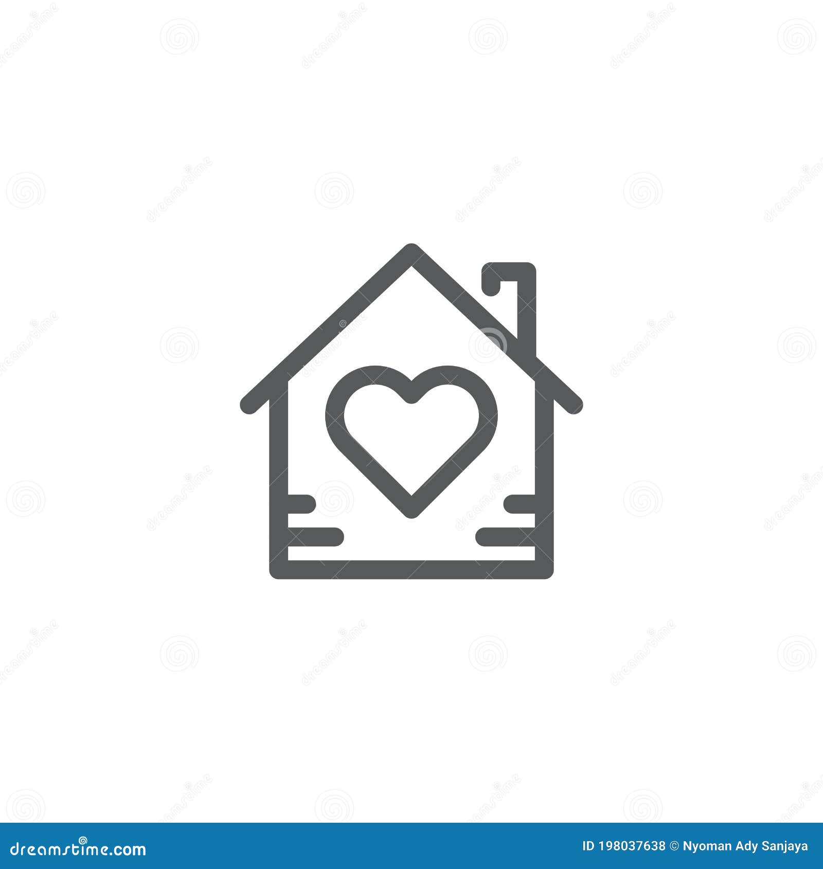 House with Heart Vector Icon Symbol Isolated on White Background Stock