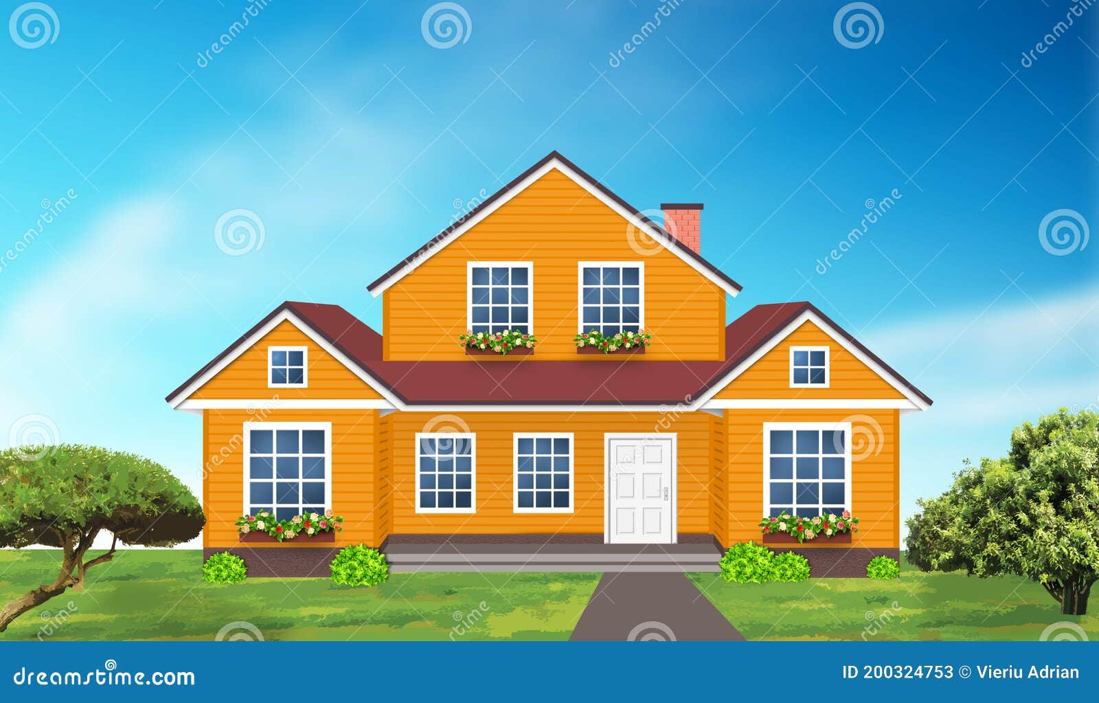 House orange , Home villa stock illustration. Illustration of housing -  200324753