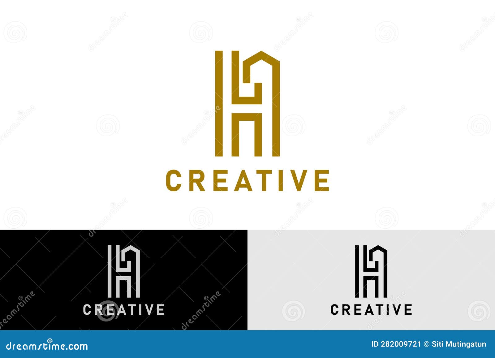 House Icon Combination Logo with Letter H. Initial Letter H Stock