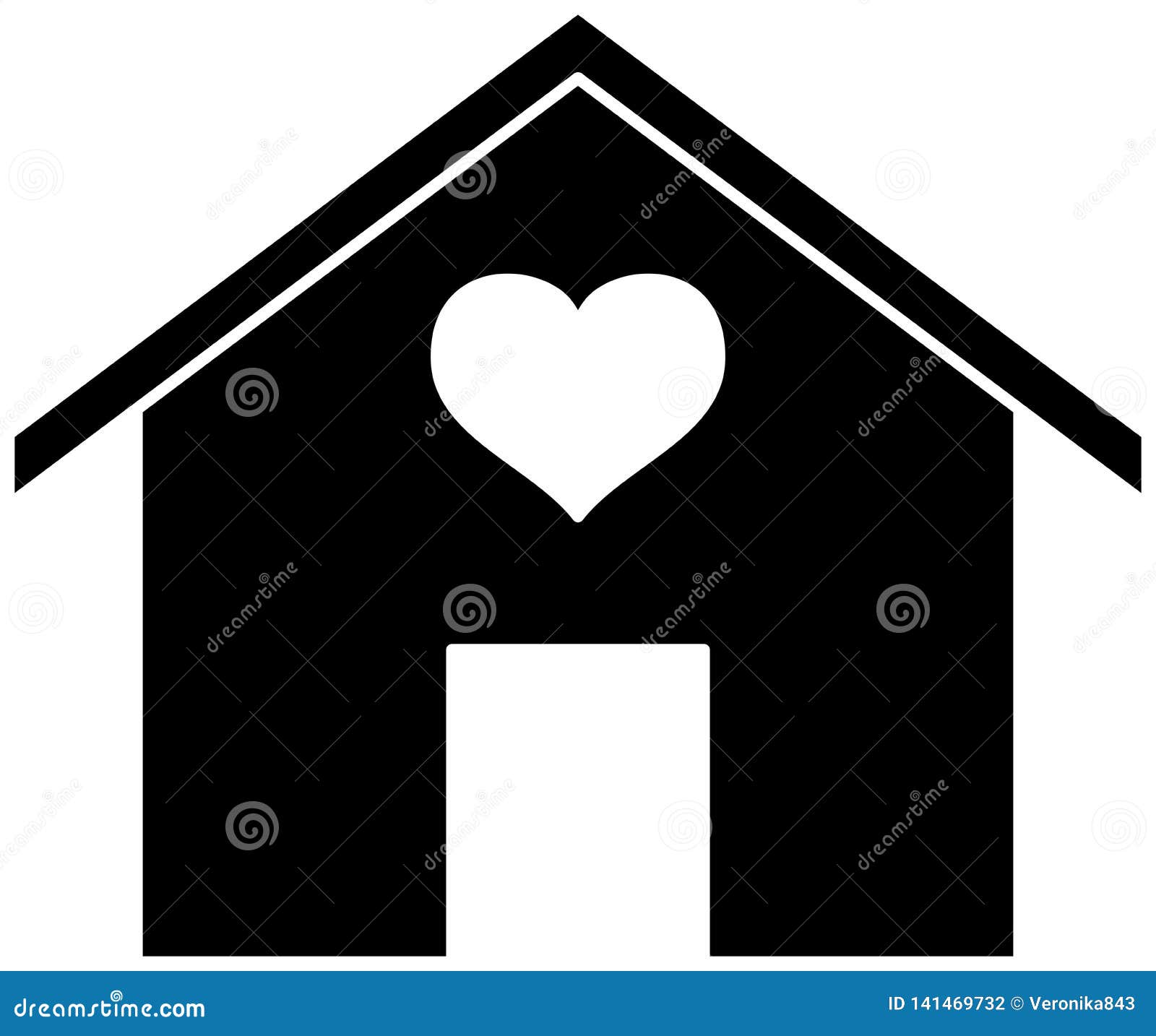 House Icon with Heart Silhouette Stock Vector Illustration of