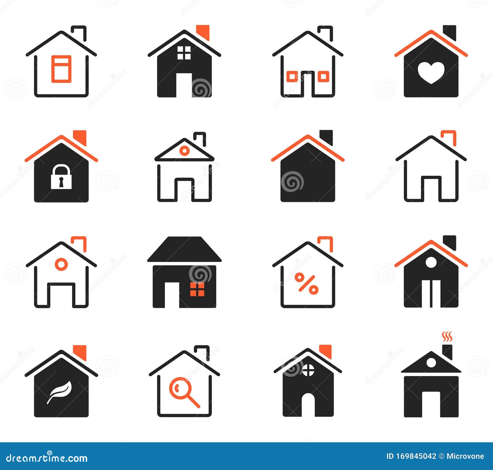 Download House Icons. Exterior Home Images. Flat Outlined Houses ...