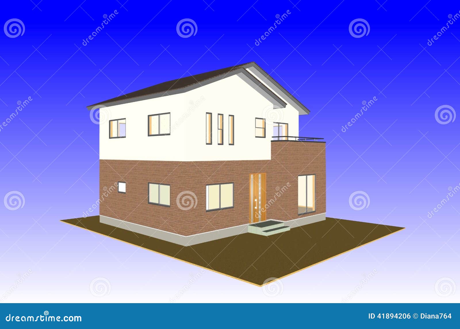 House illustration on the blue-white background