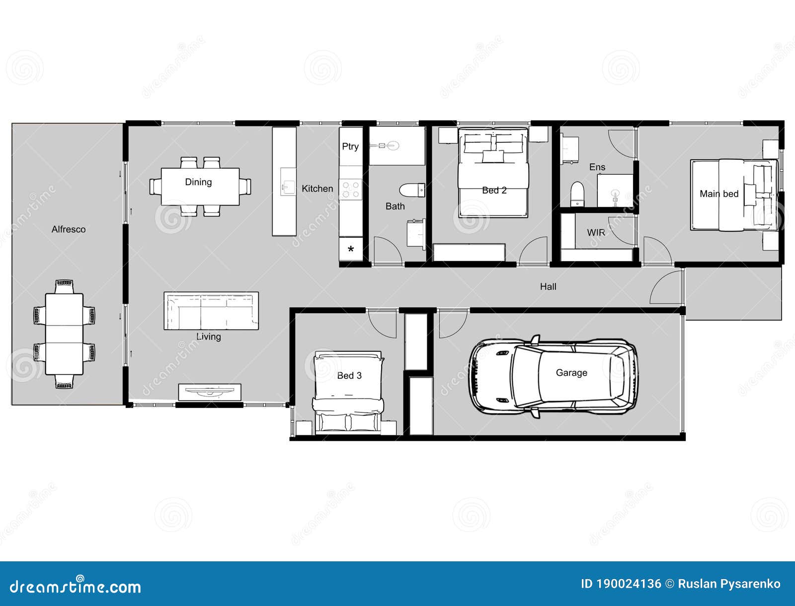 House with Interior, Floor Plan, Blueprints and Colored Walls on a White  Background . 3d Illustration. Stock Illustration - Illustration of layout,  indoors: 190024136
