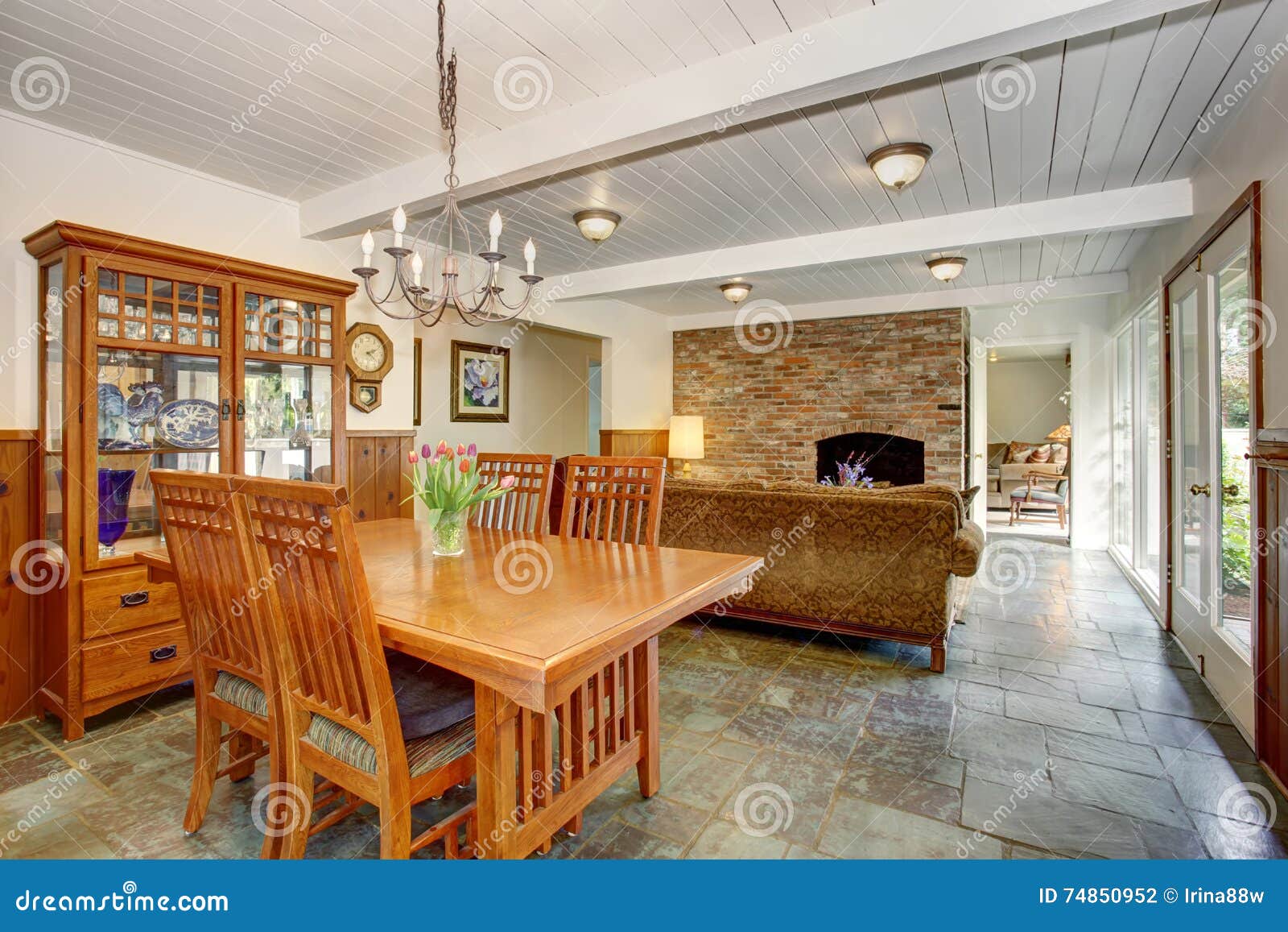 house interior with open floor plan, including dining room, living house interior with open floor plan, including dining room, living