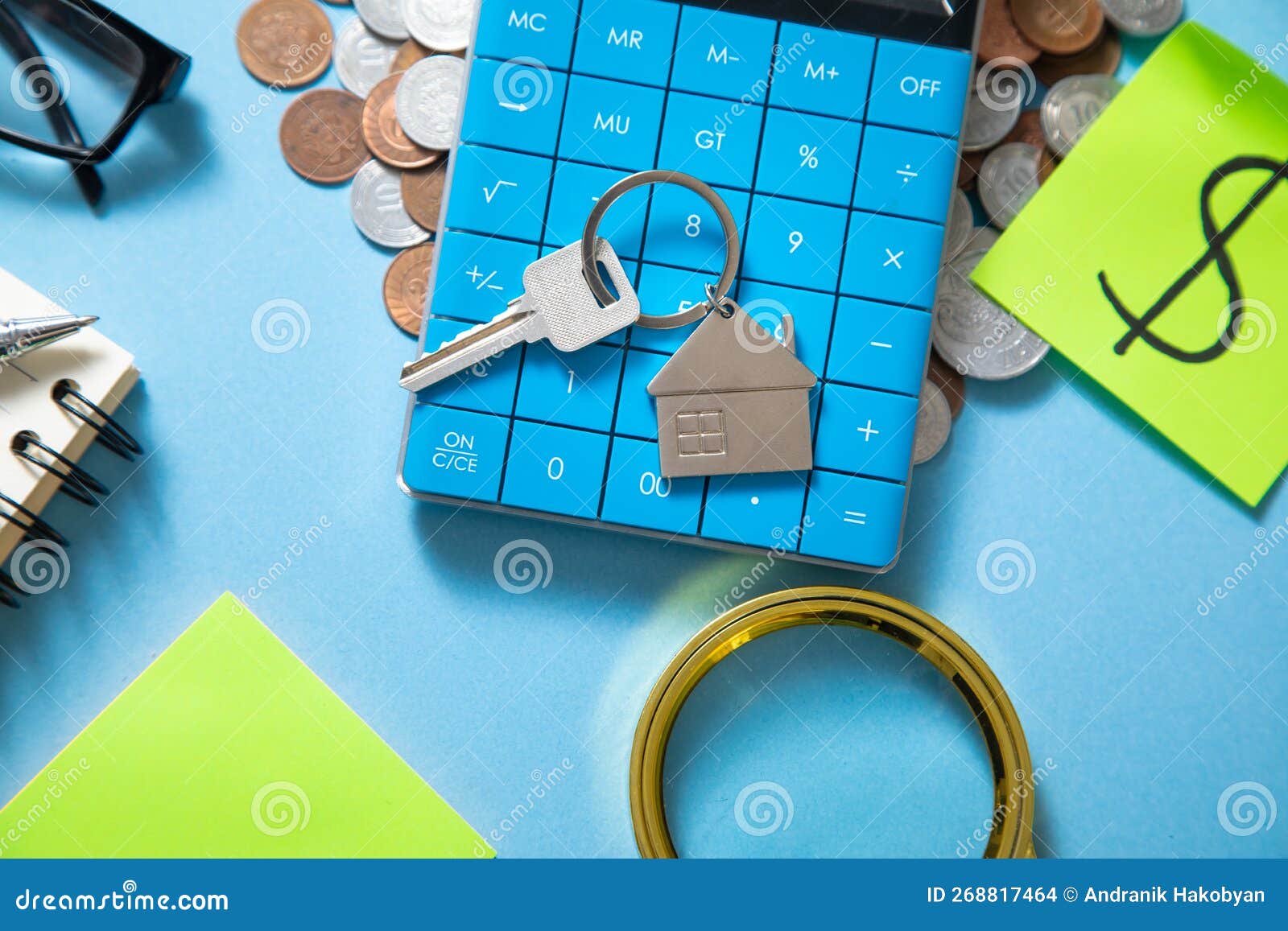 House Keys, Calculator and Stack of Coins Stock Photo Image of profit