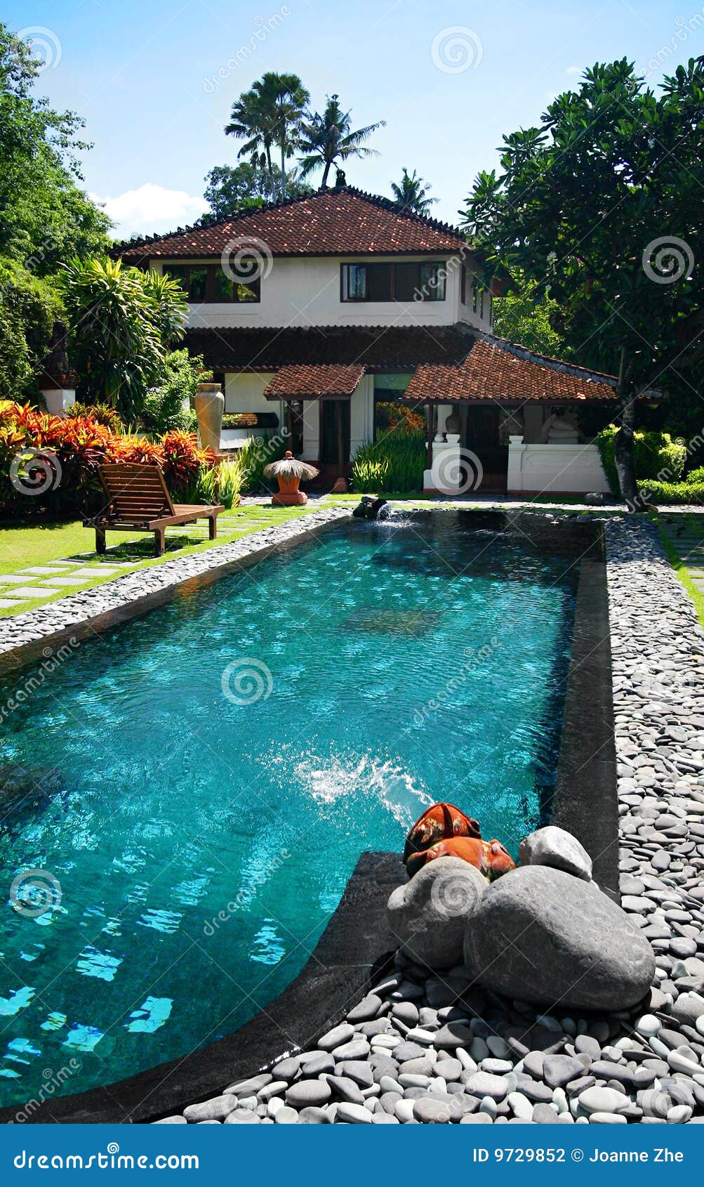 House With Large Outdoor Swimming Pool Stock Photo Image 