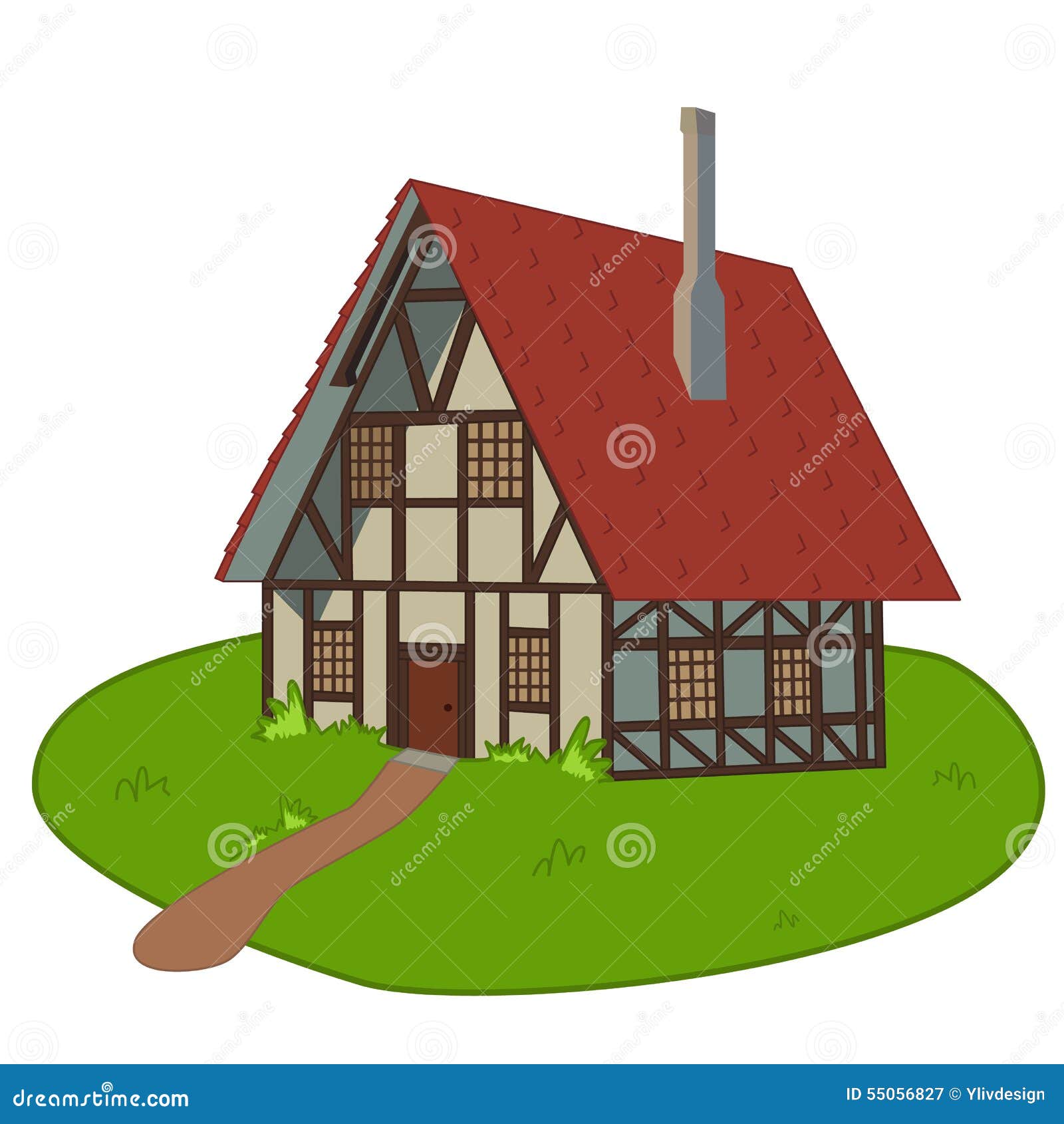 House on lawn stock vector. Illustration of rent, grass 55056827