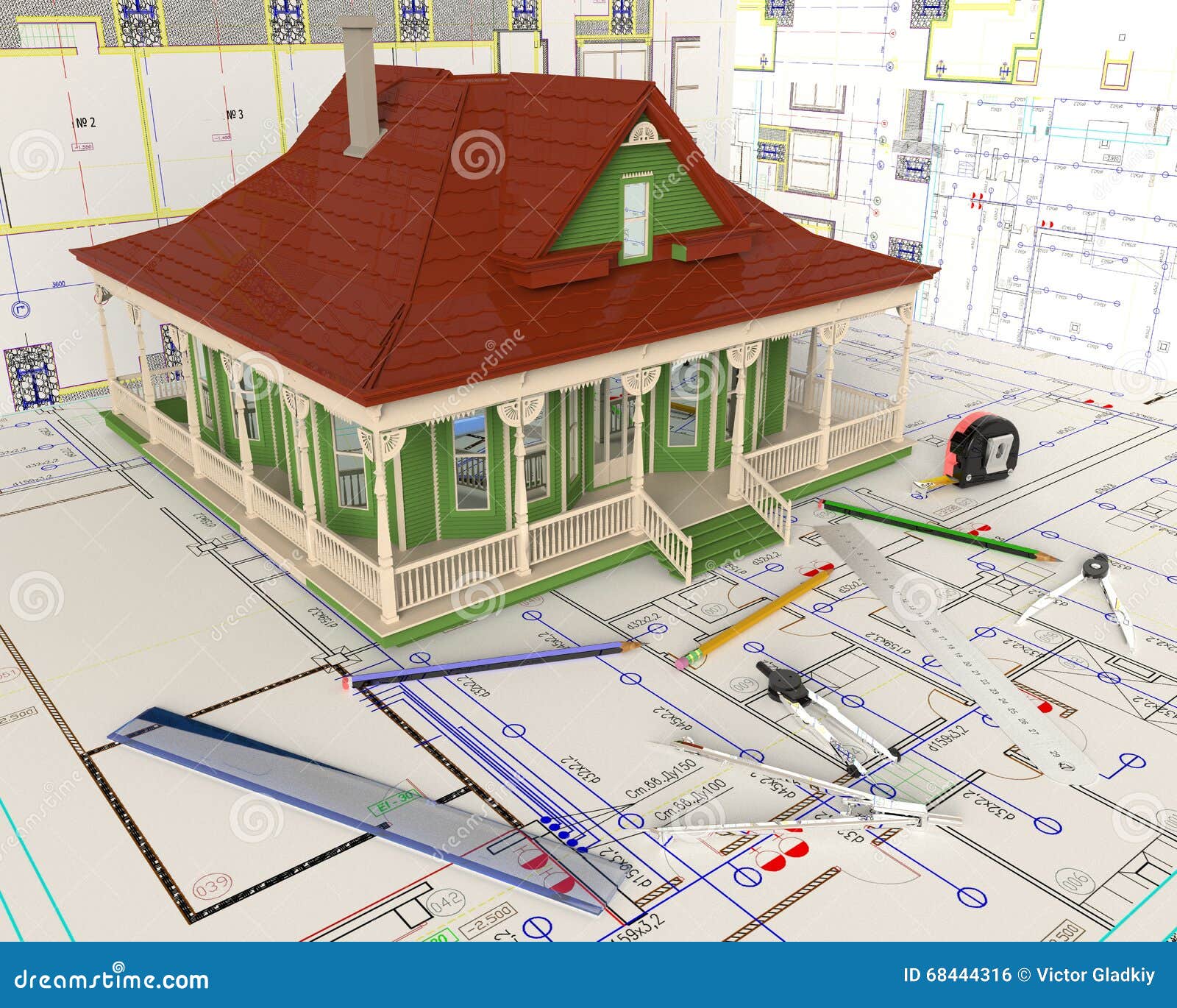 House Layout and Architectural Drawings Stock Illustration