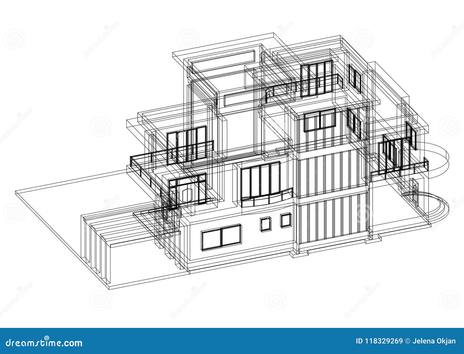 House Layout Design Blueprint Stock Illustration