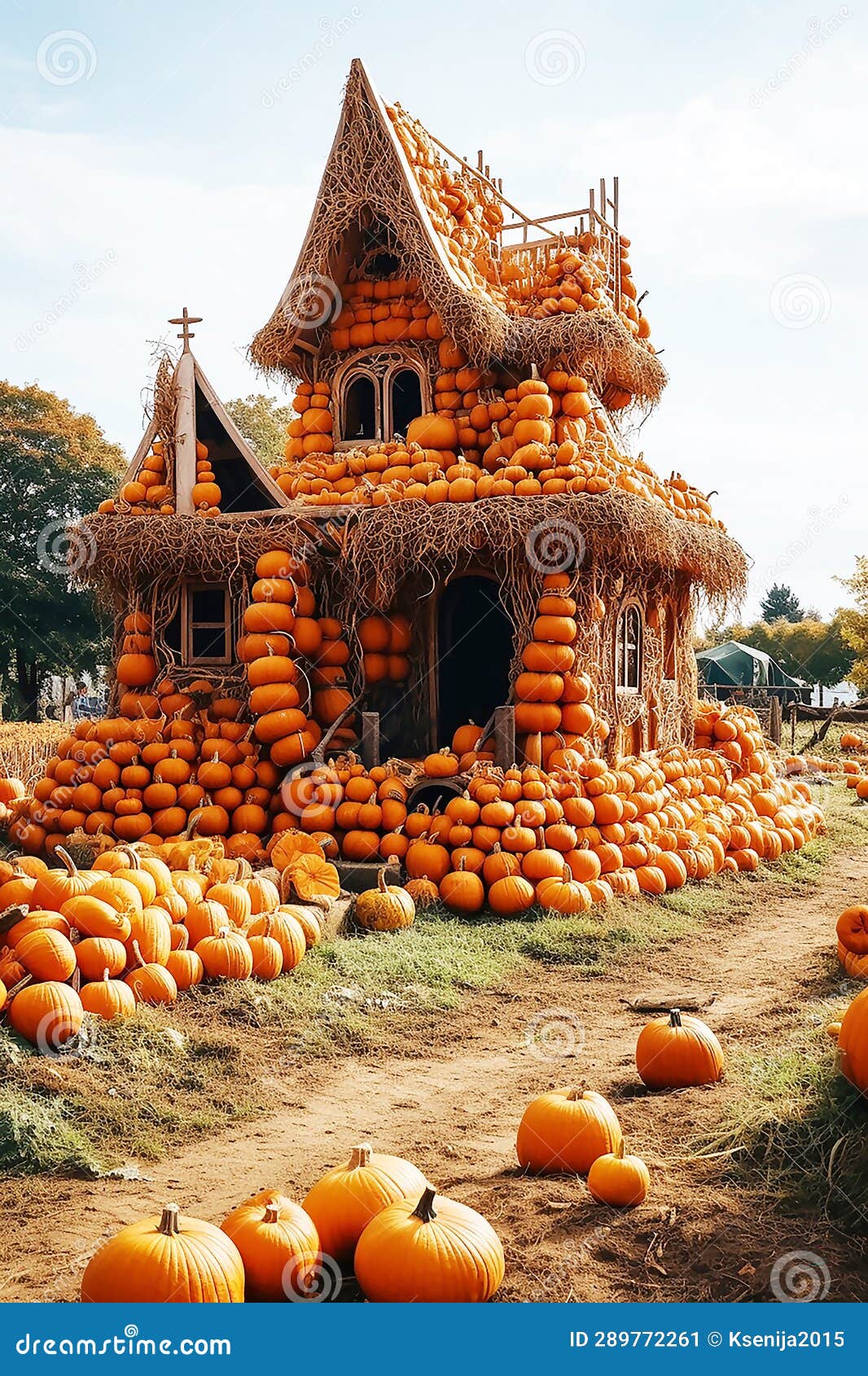 House Made of Pumpkins, Halloween, Thanksgiving Stock Illustration ...