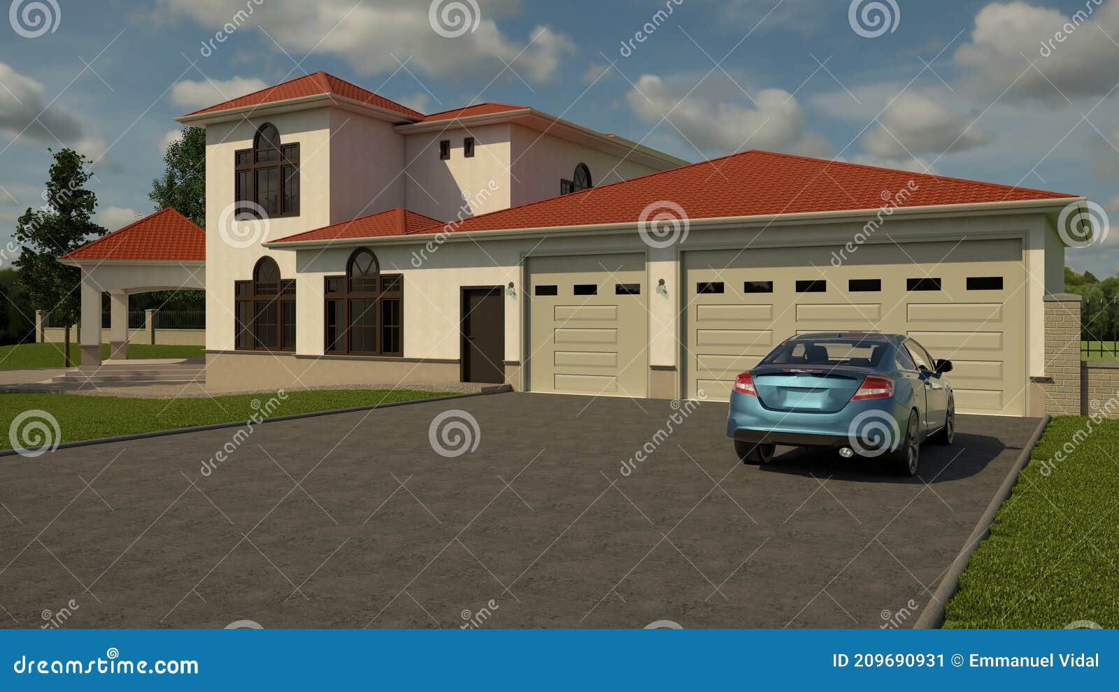 house mansion residential colonial villa 1 3d rendering 3d 