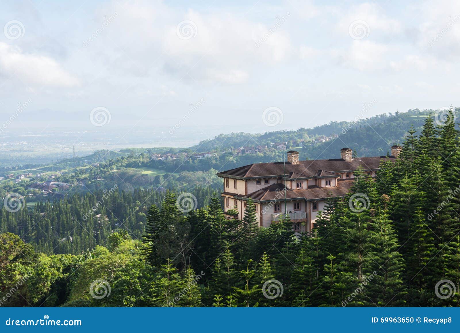 House in mountain ridges stock photo. Image of relaxation 69963650