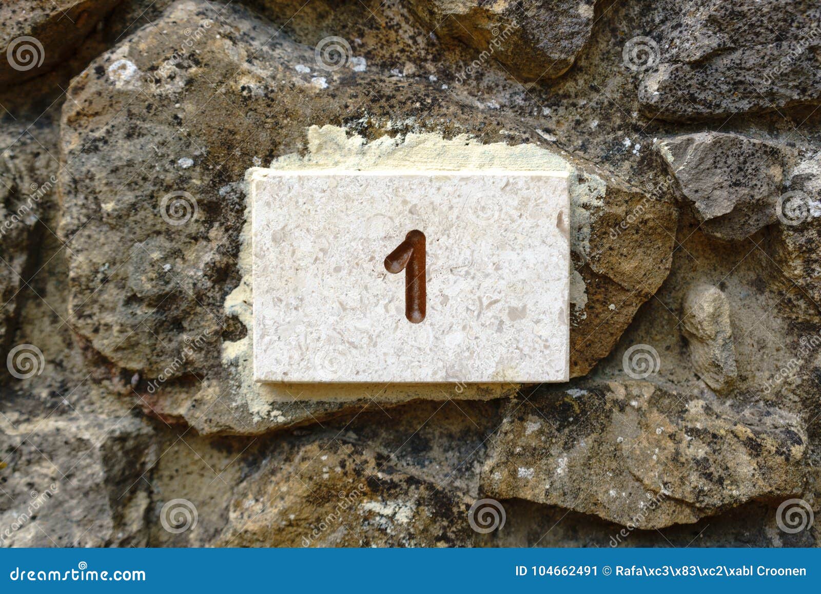 House Number 1 Engraved in Stone Stock Image Image of font, design 104662491
