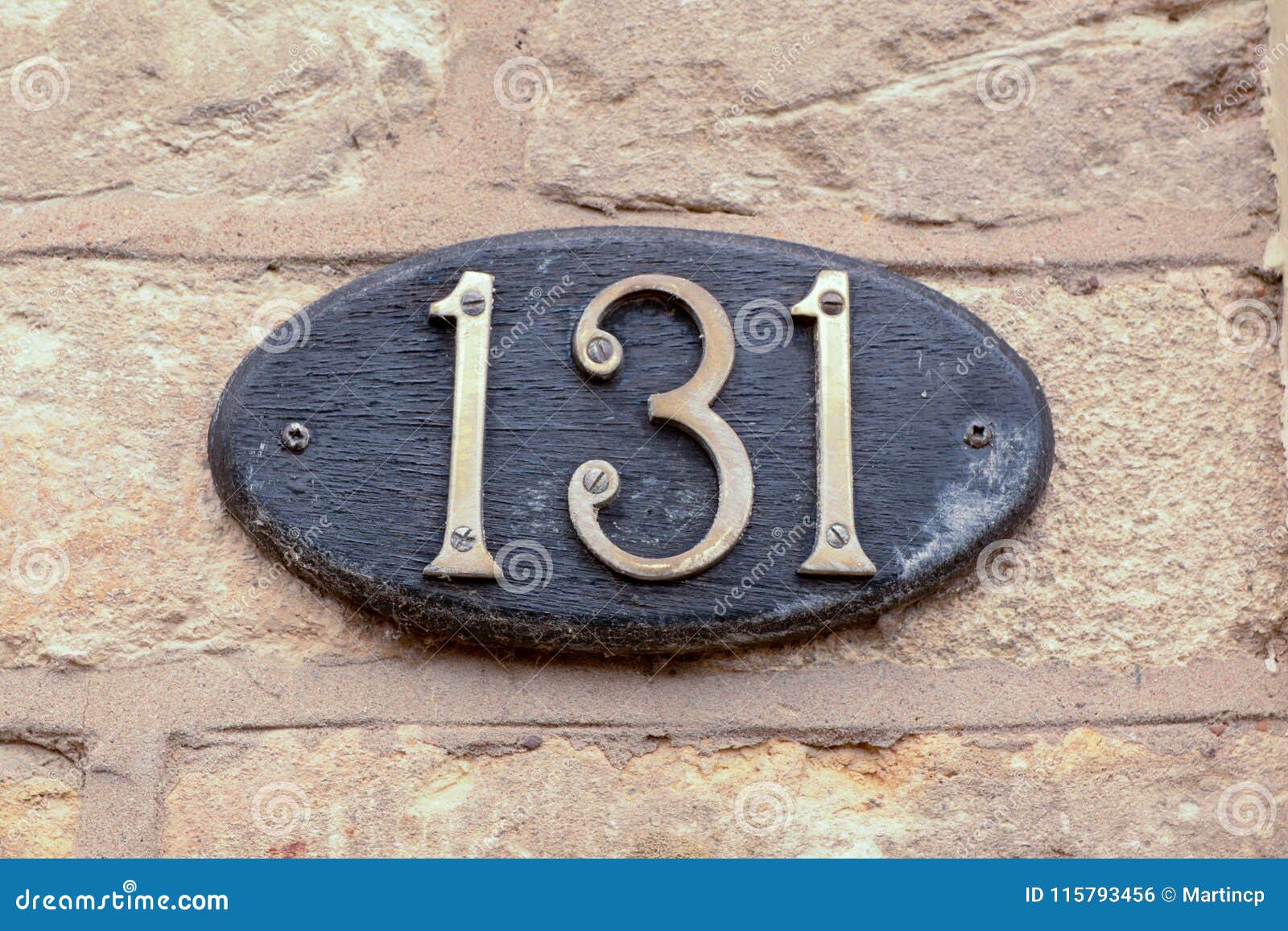 House Number 131 Sign Fixed To Wall Stock Photo - Image of house