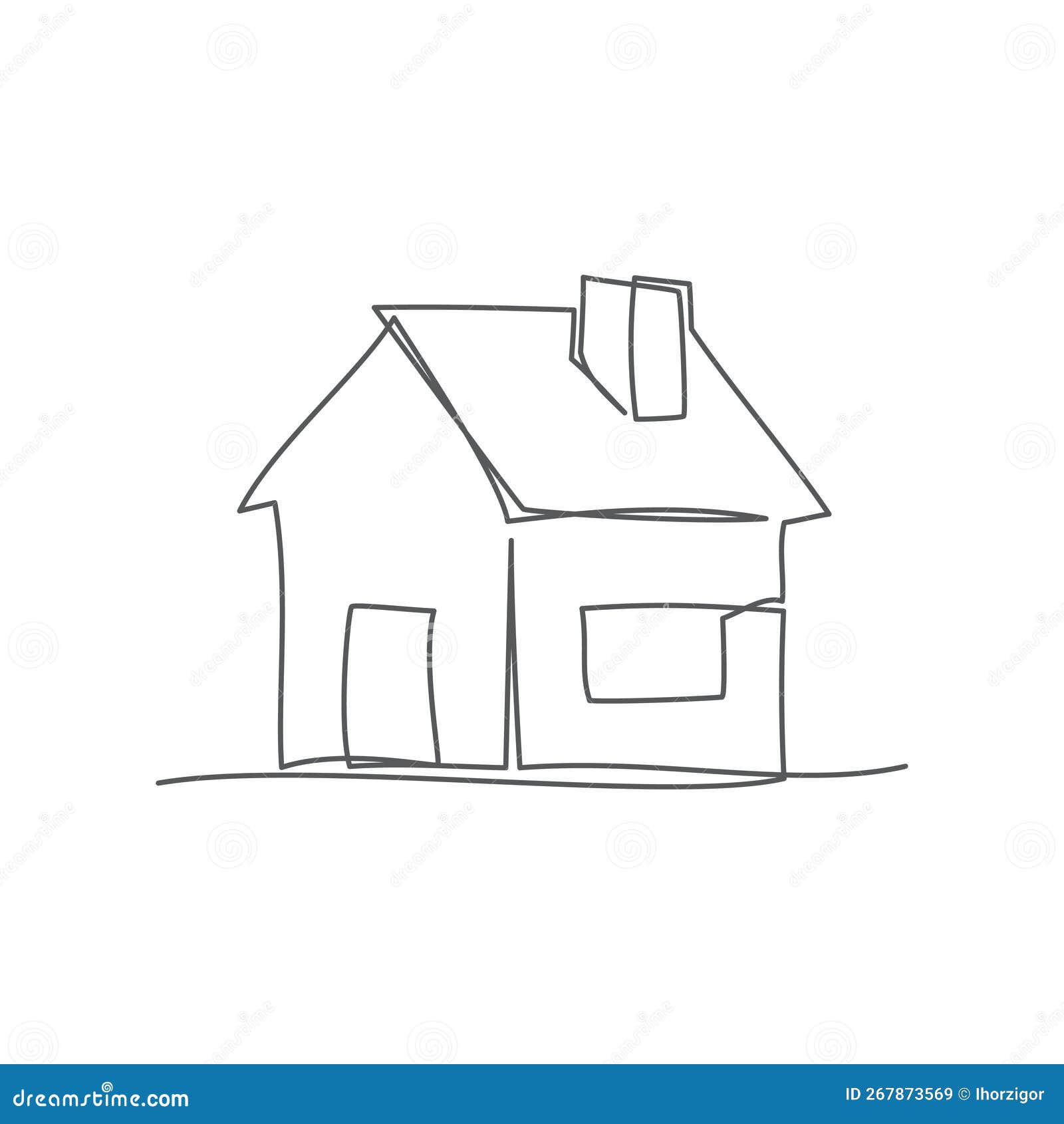 House One Line Drawing on White Background Stock Vector Illustration of residential, building