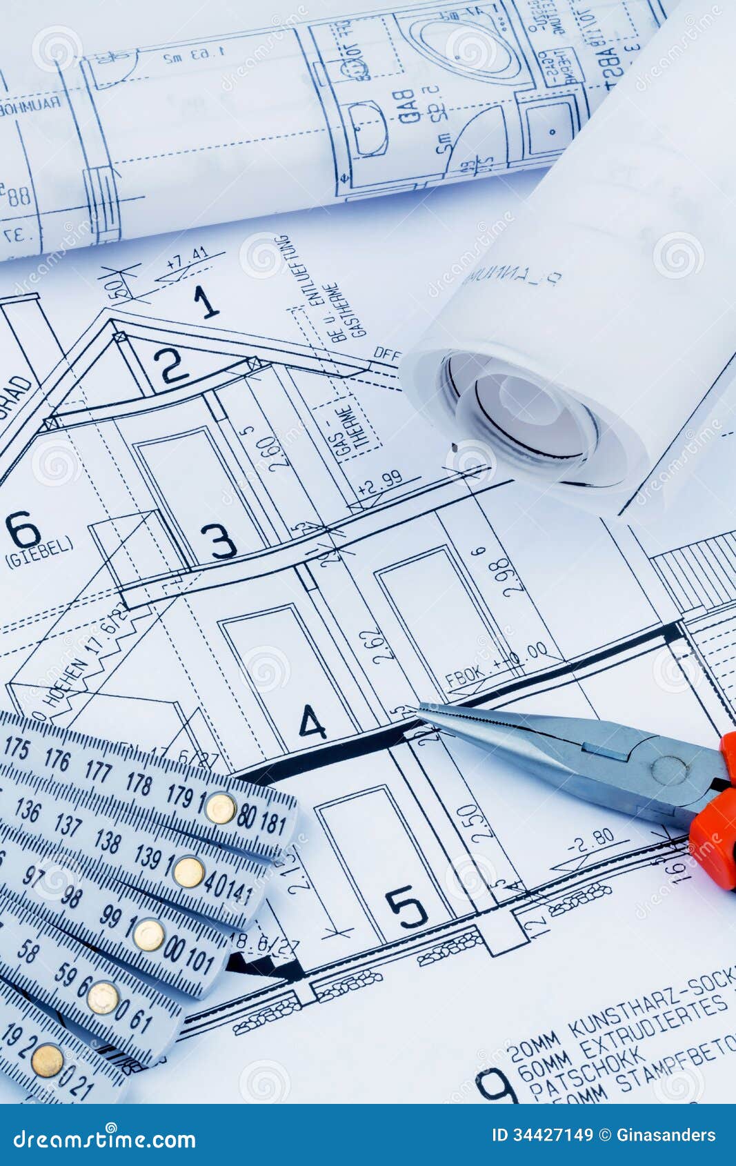 A house  plan  stock image Image of living draftsman 