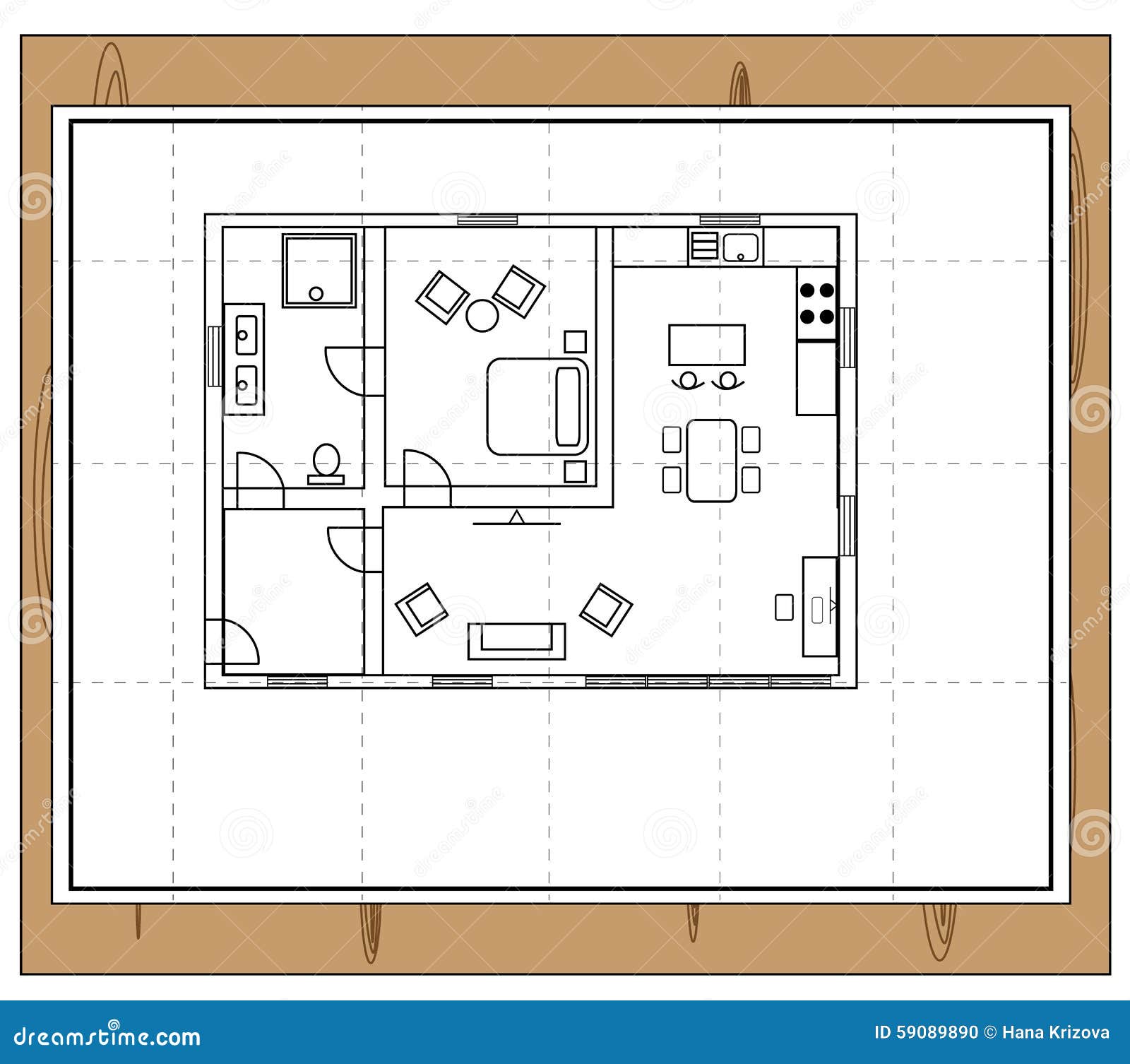  House  plan  stock vector Image of architect dining doors 