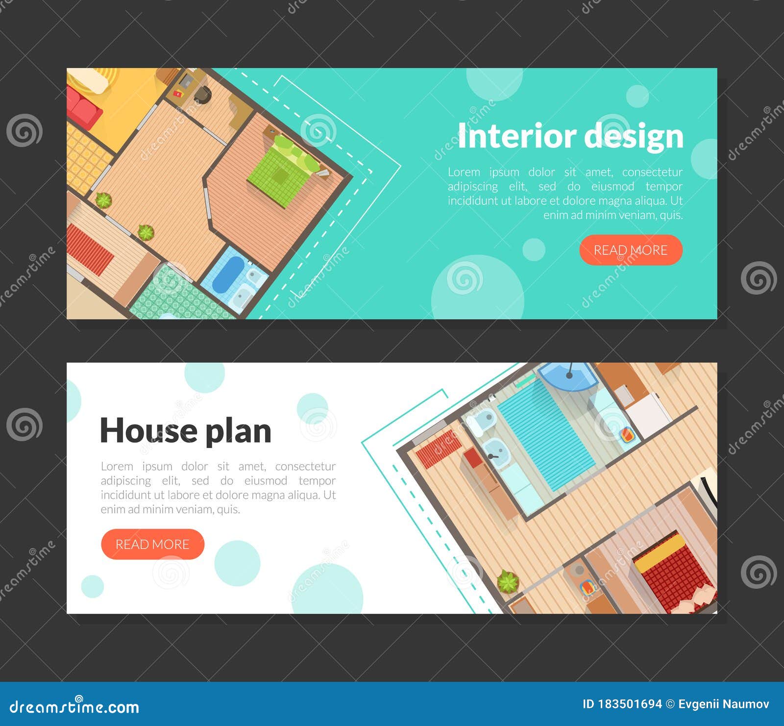  House  Plan  Interior Design Landing Page Templates Set 