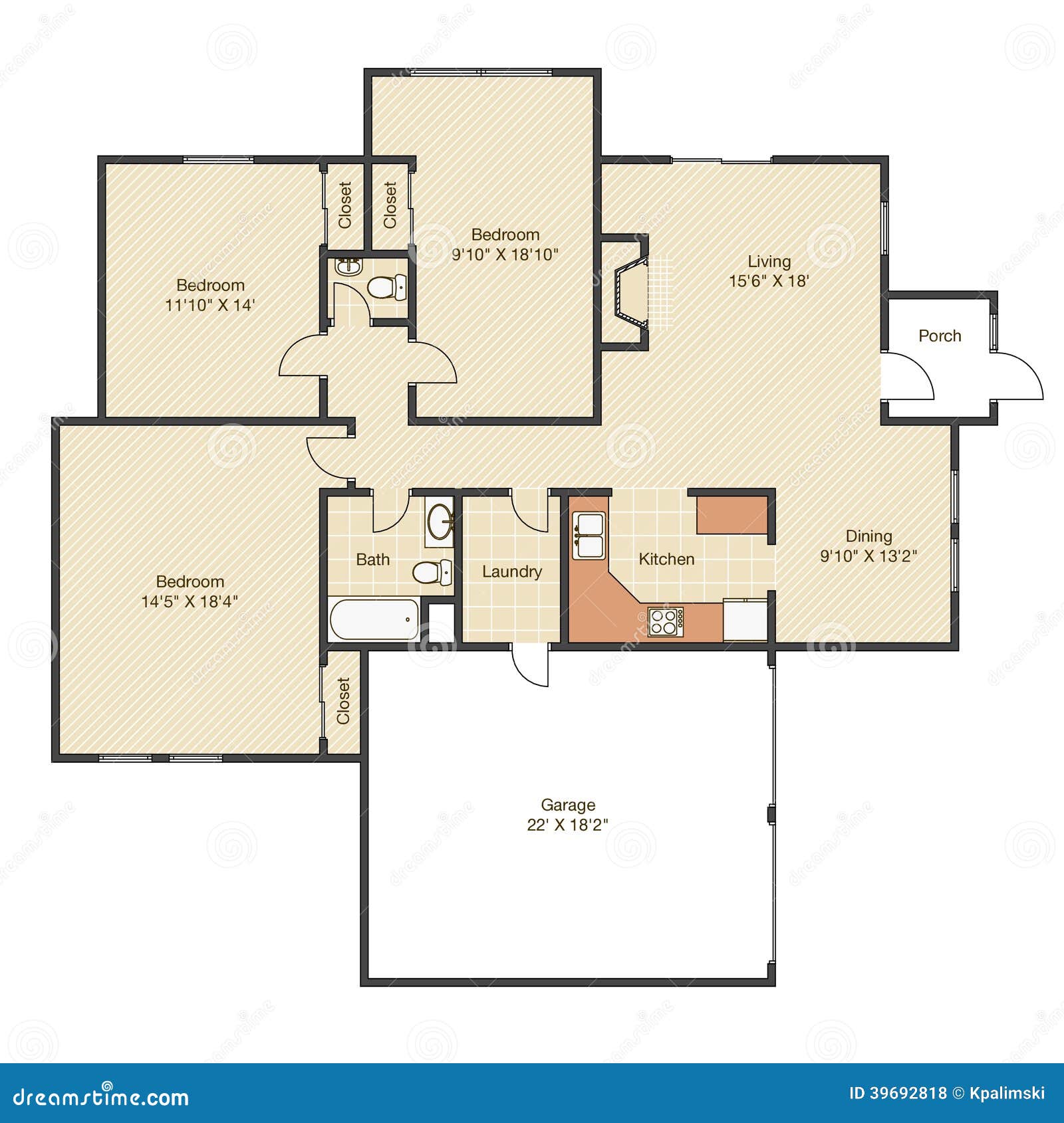  House  Plan  With Measurements  Stock Illustration Image 