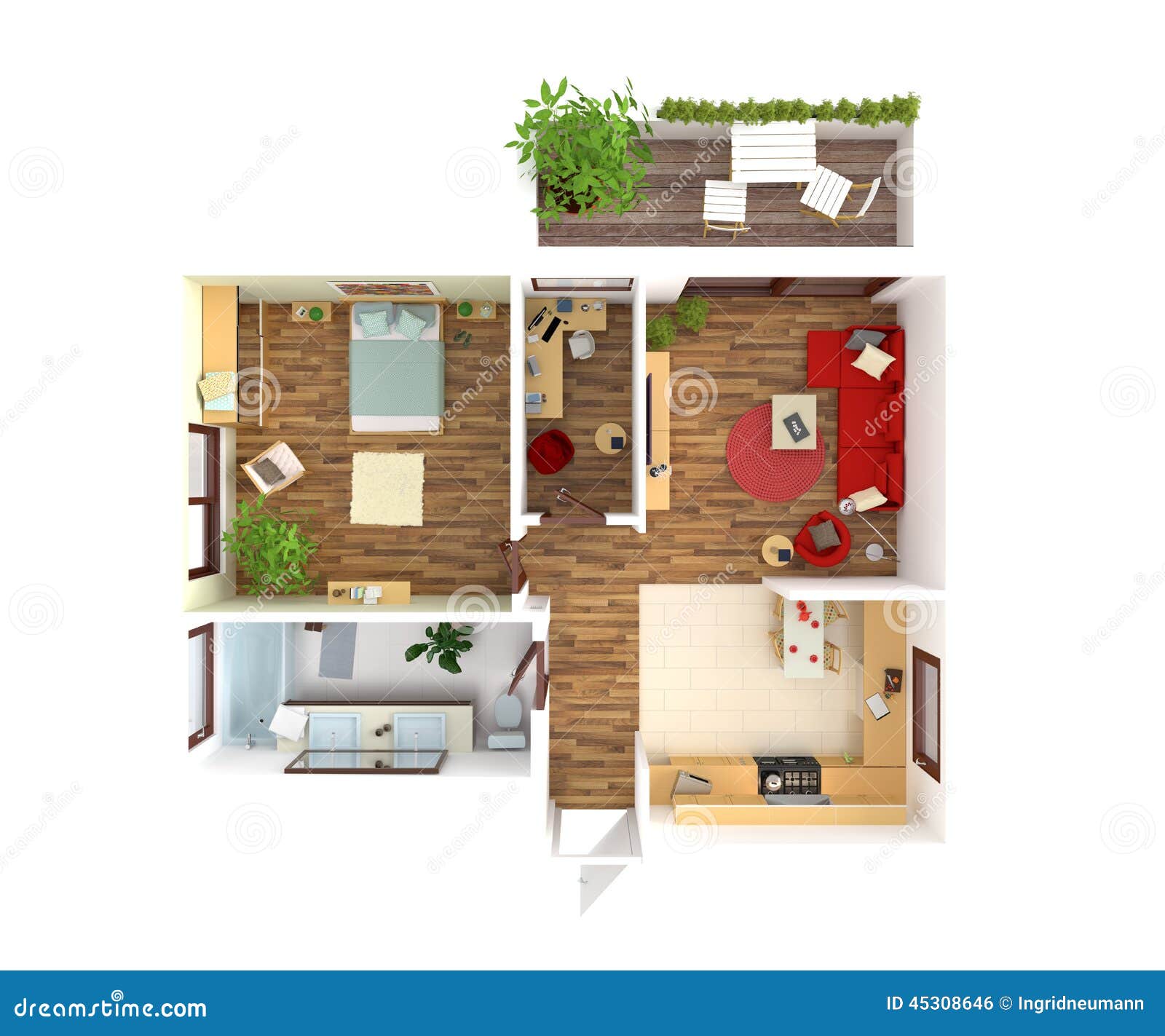  House  Plan  Top  View  Interior Design Stock Illustration 