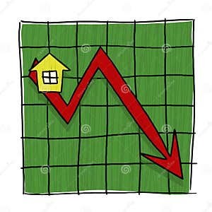 House Prices Decreasing Shows Real Estate Agent And Buildings Stock 