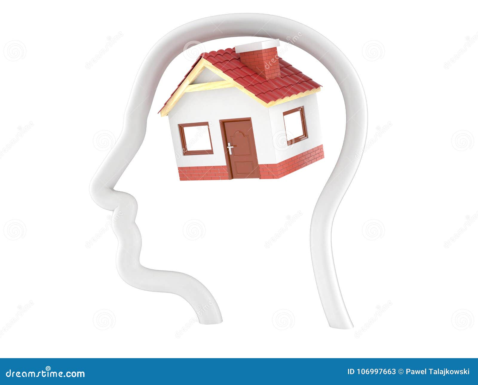 House with profile face stock illustration. Illustration of real