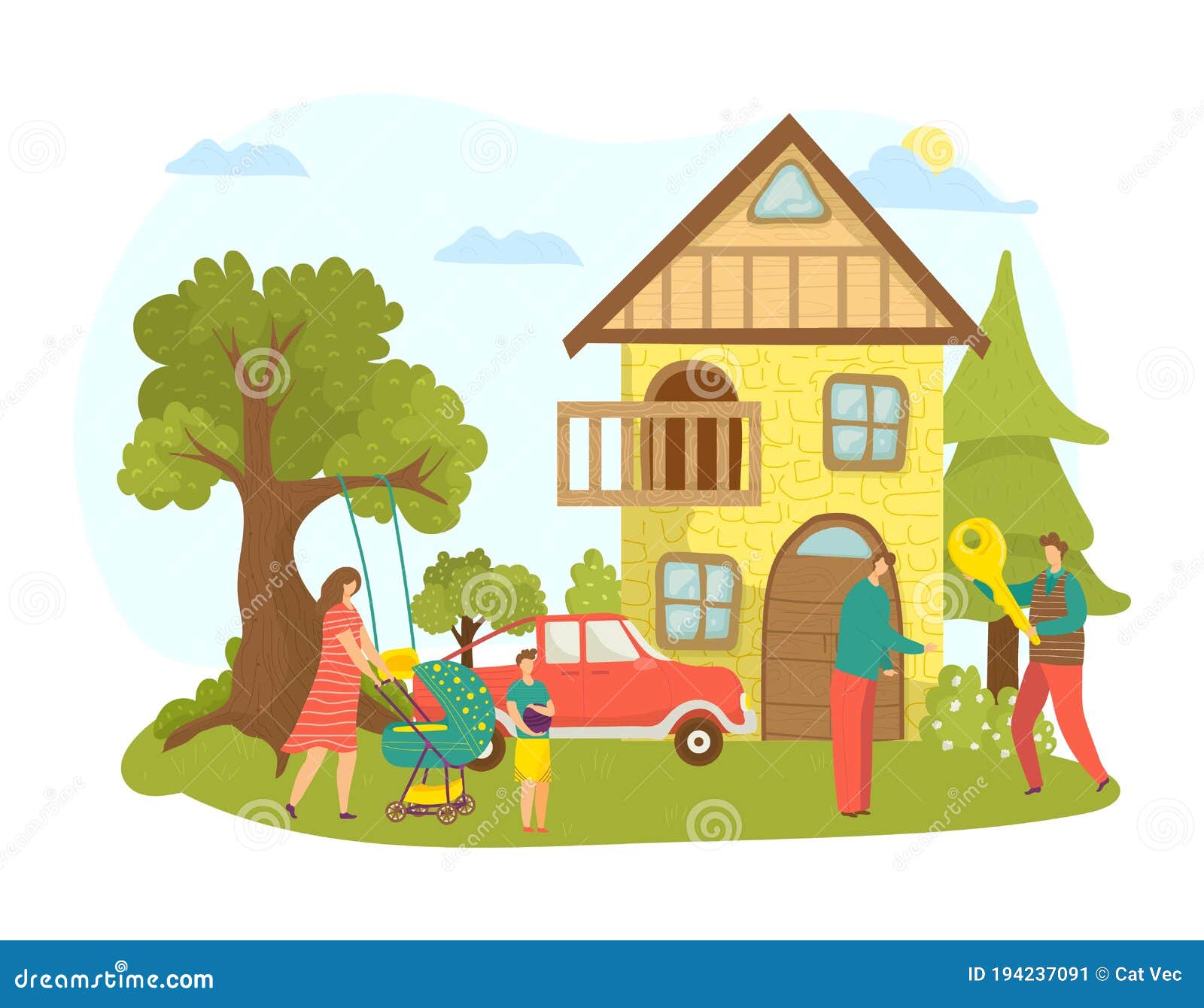 House Property Purchase or Rent Home for Family Vector Illustration. Woman  Man Character Near New Real Estate Cartoon Stock Vector - Illustration of  broker, house: 194237091