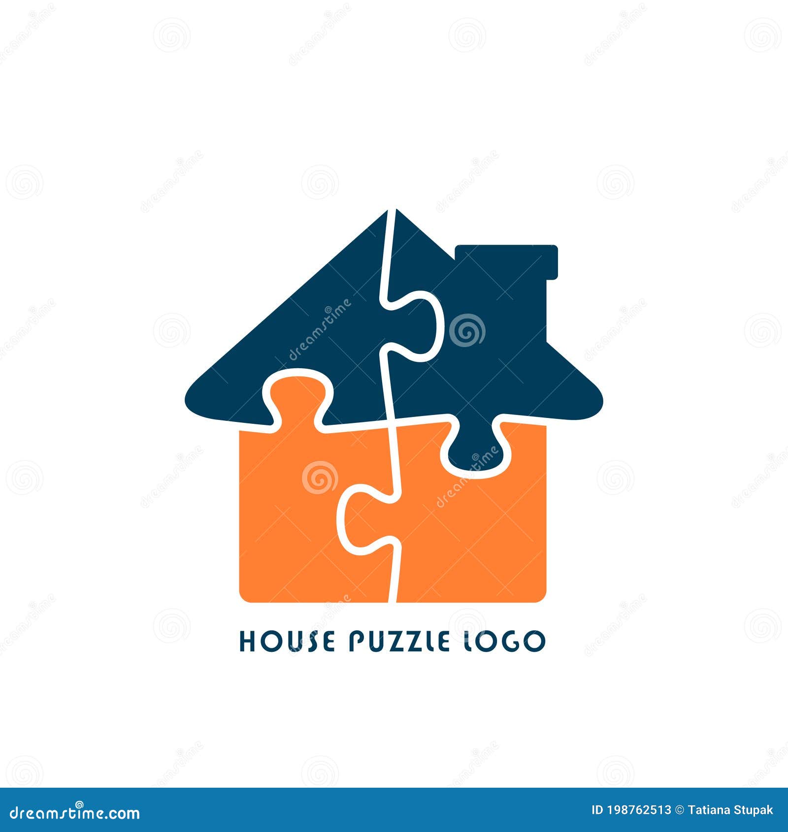 House Puzzle Logo, Jigsaw Home Illustration. Vector Flat Style Logotype