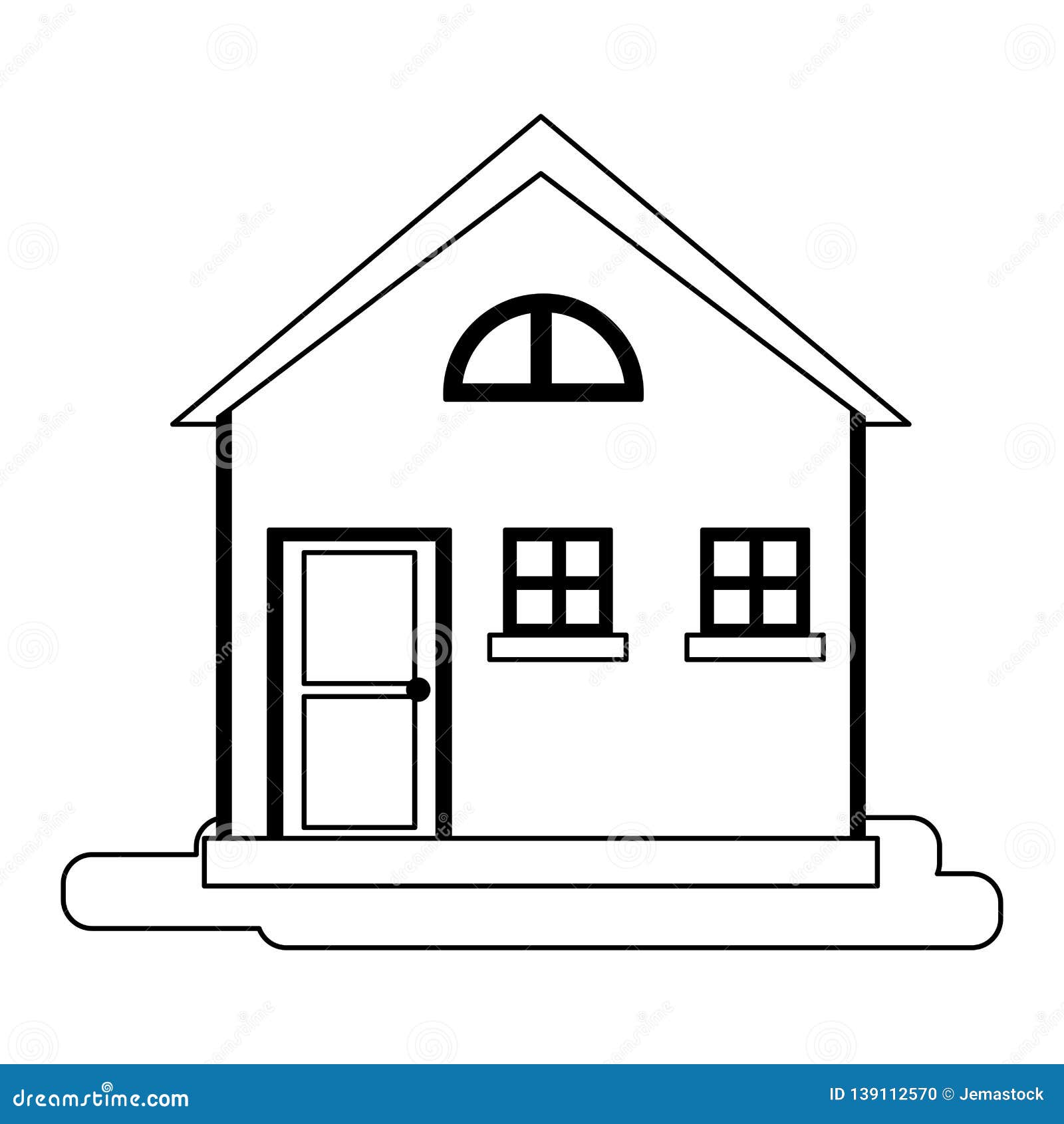 House Real Estate Cartoon Isolated Black and White Stock Vector ...