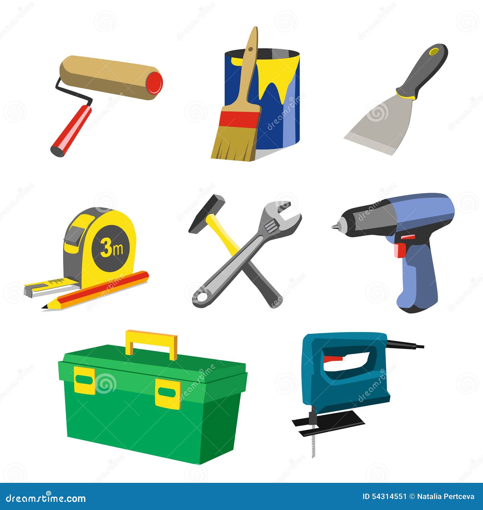 House Repair Tools Instruments Set. Stock Vector Illustration of