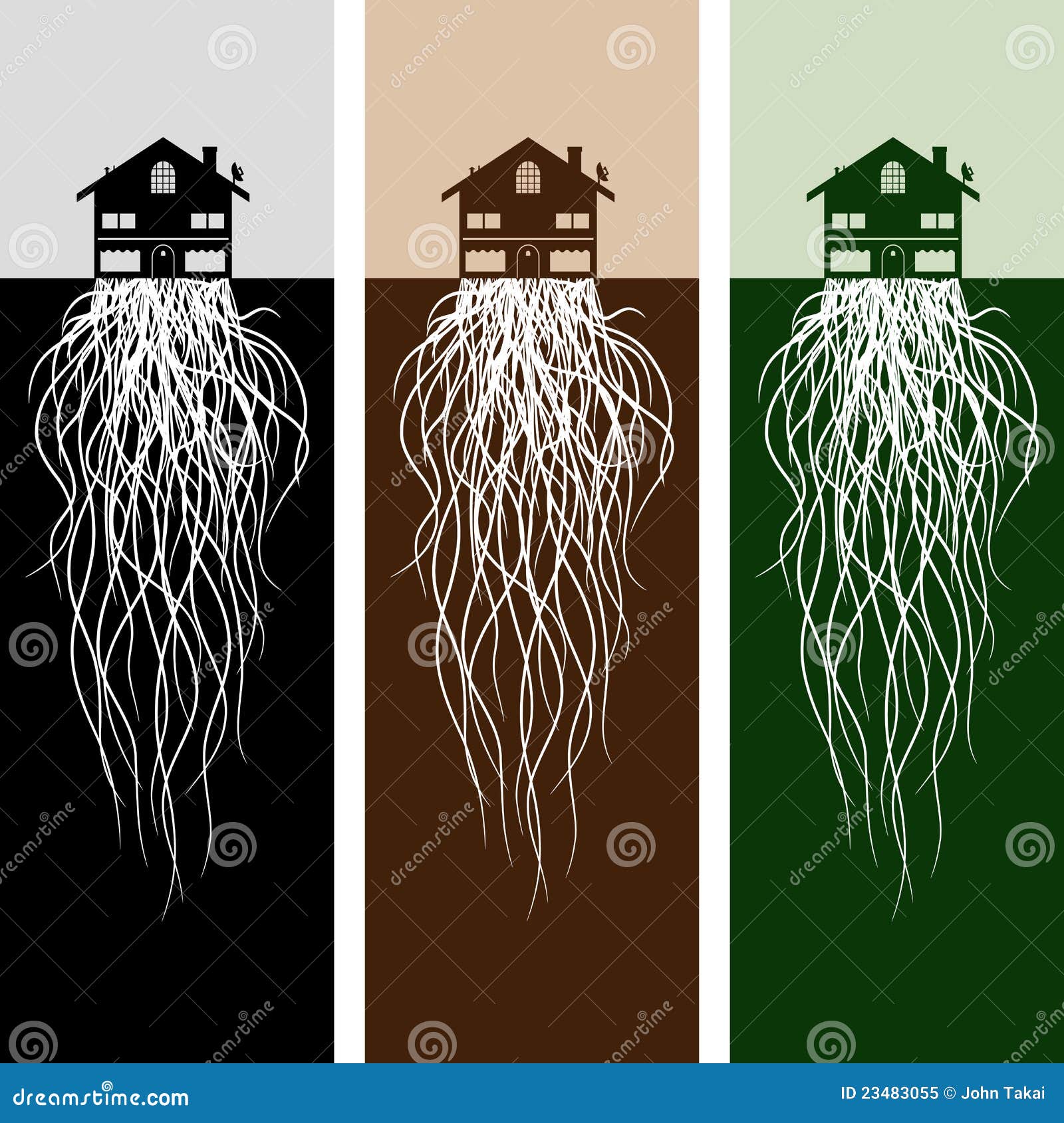 House With Roots Cartoon Vector | CartoonDealer.com #23483055