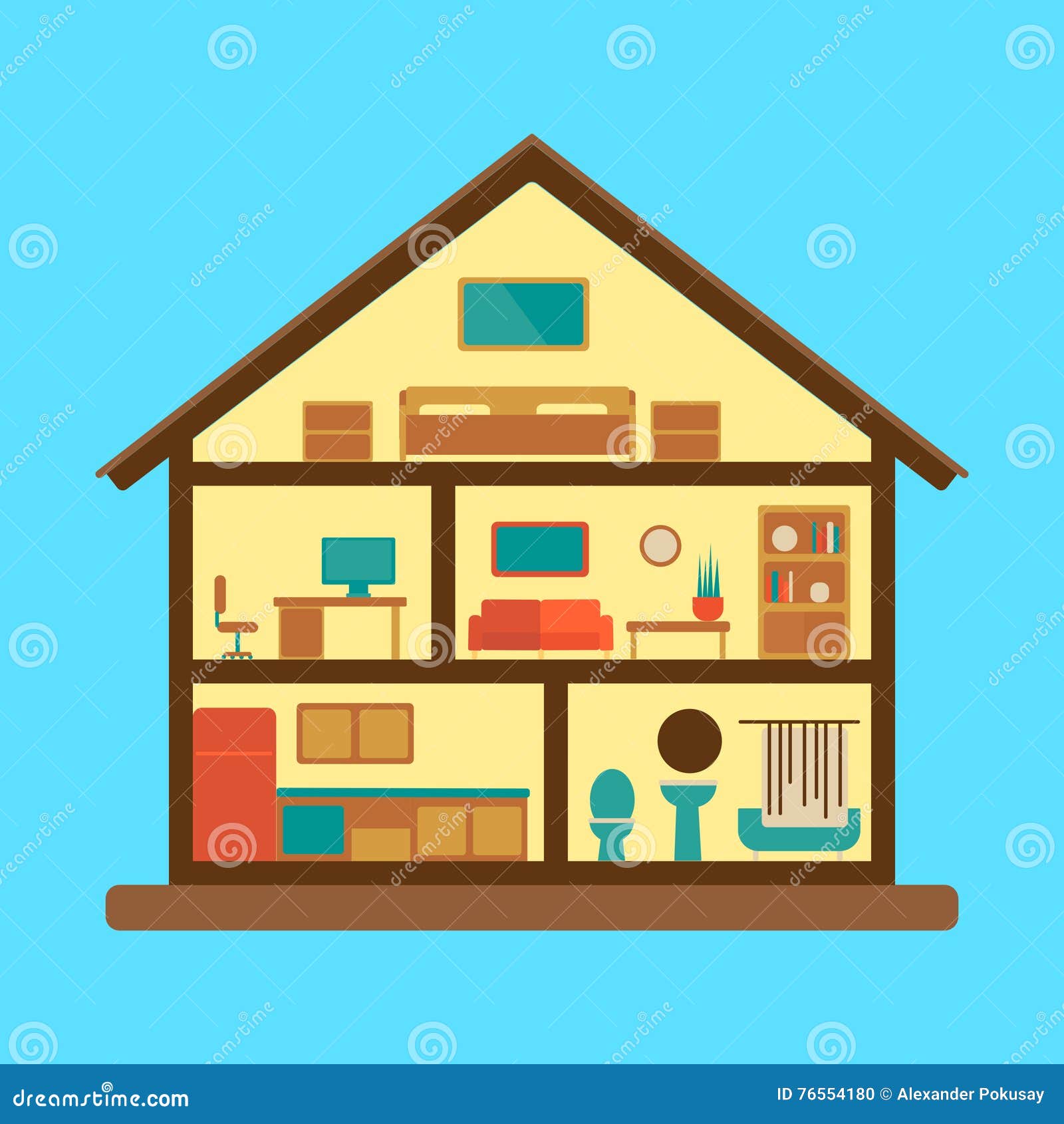 House Blueprint Icon, Flat Style Vector Illustration | CartoonDealer