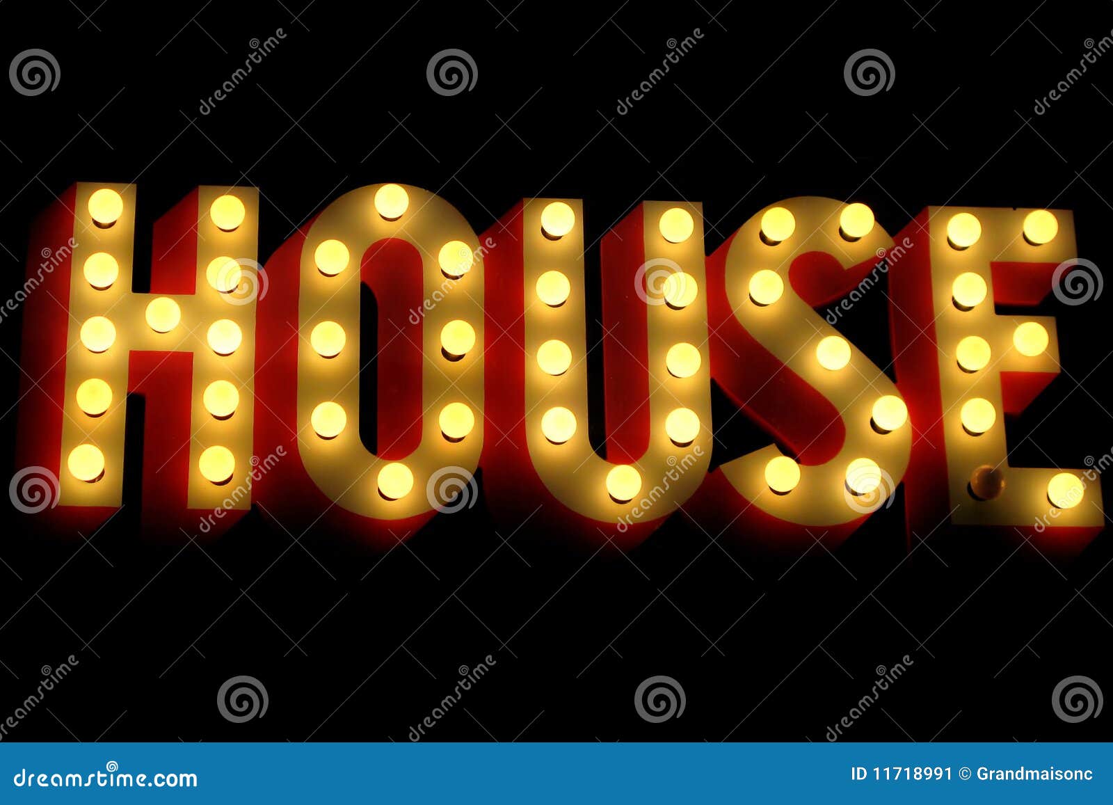 House sign in lights stock illustration. Illustration of letters 11718991