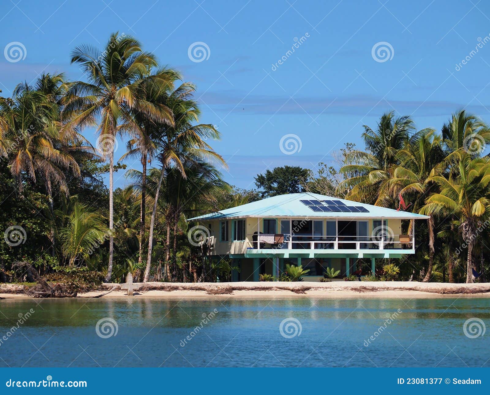 House with Solar Panels on the Beach Stock Image Image of outdoor