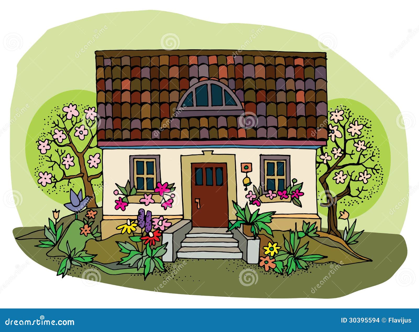 House in spring stock vector. Illustration of house, hand 30395594