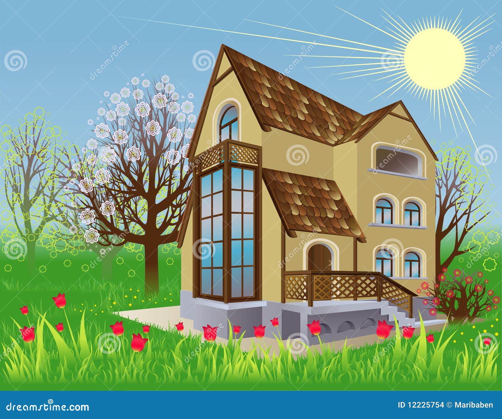 clipart of house with garden - photo #21