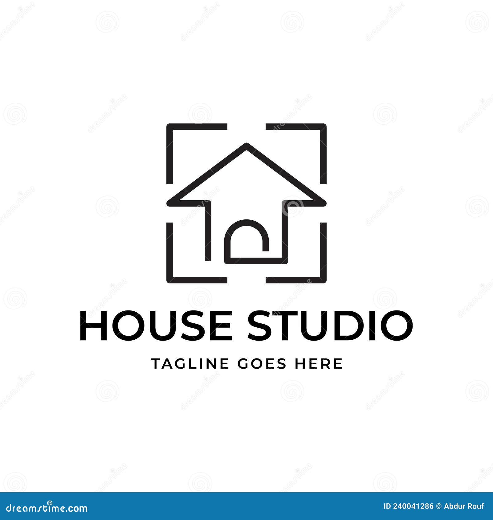 House Studio Line Logo Design Stock Vector Illustration of element