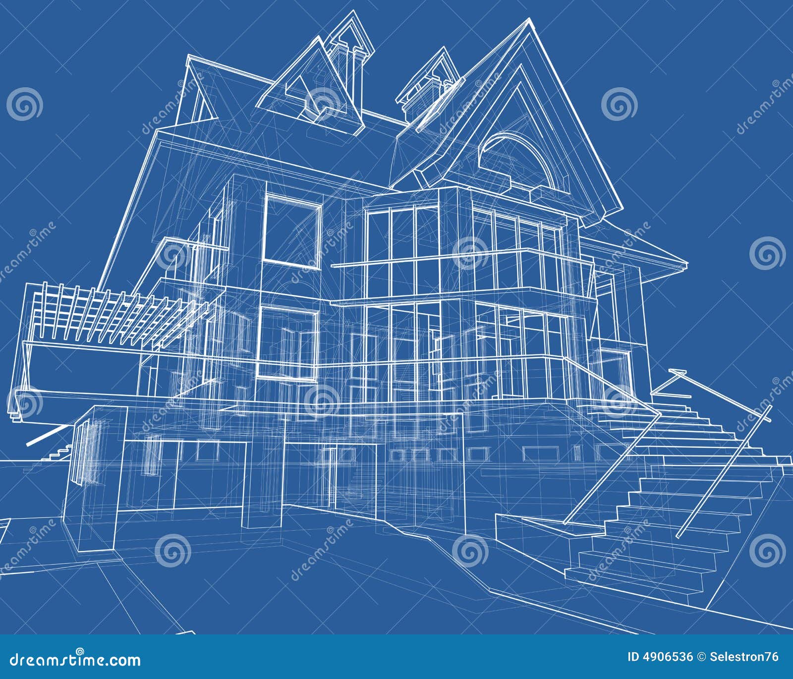 House: technical draw stock illustration. Illustration of construction