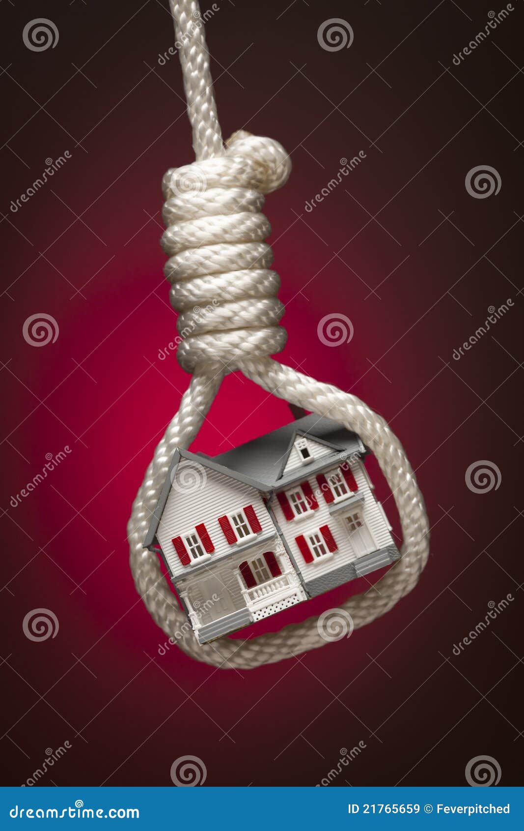 house tied up and hanging in hangman's noose