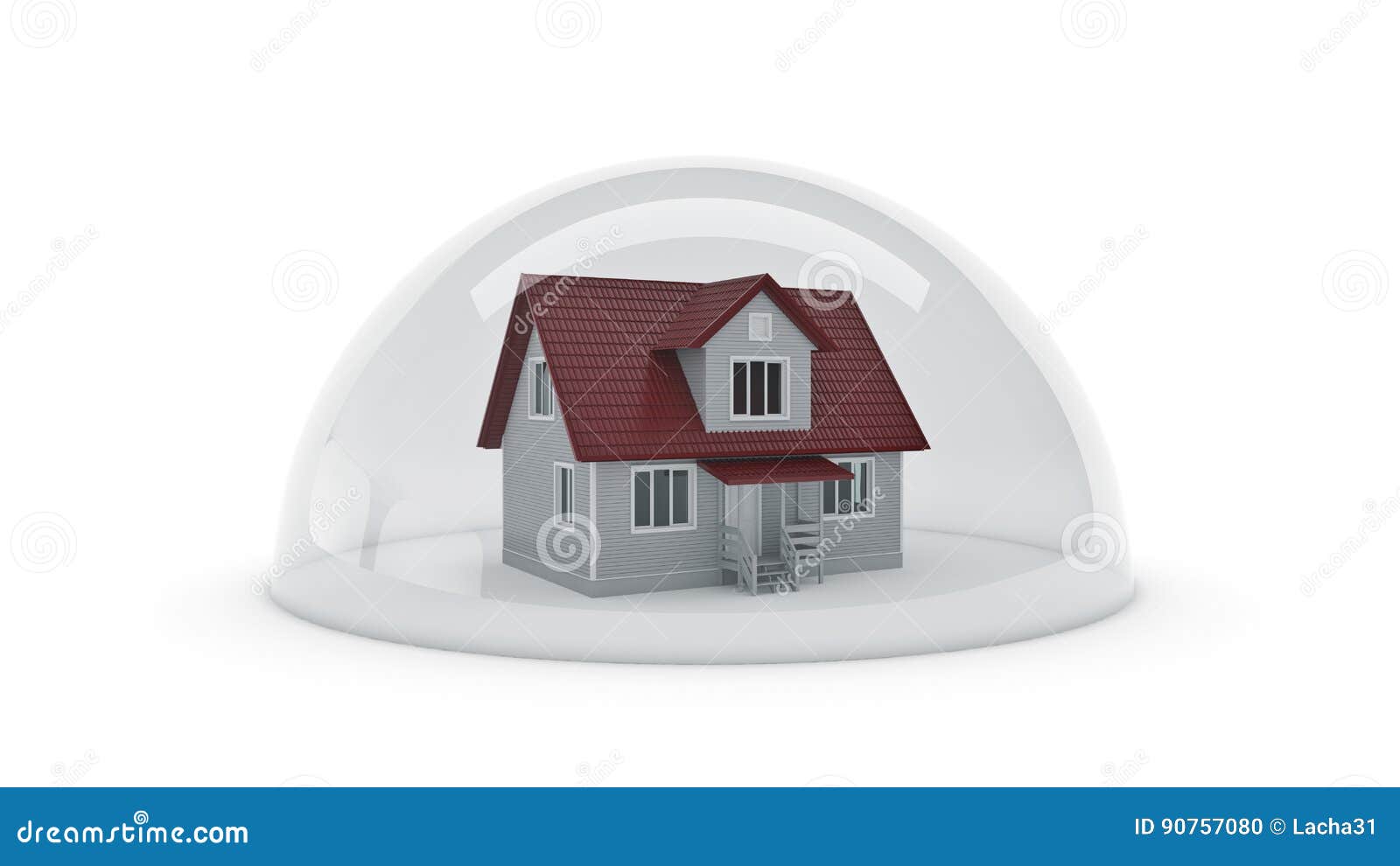 House Under a Glass Shield, Protection Concept. Stock Illustration