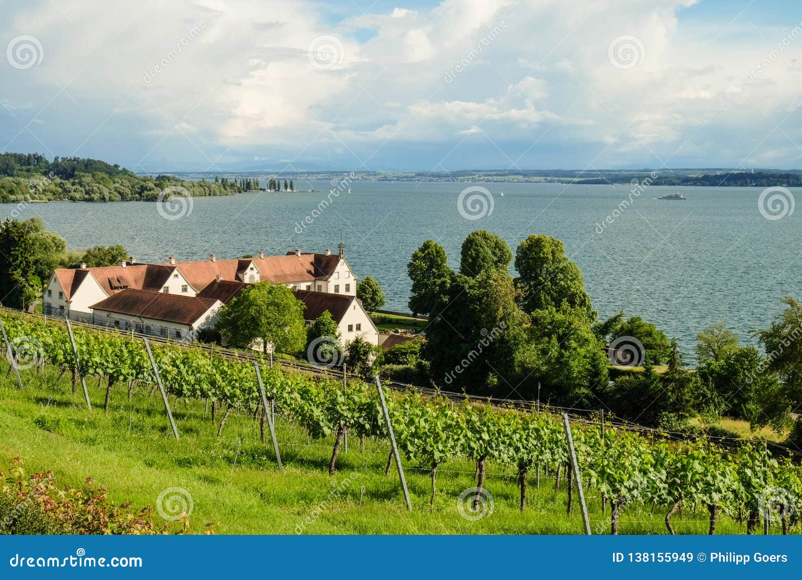 A House with a View of the Lake Constance Stock Image Image of