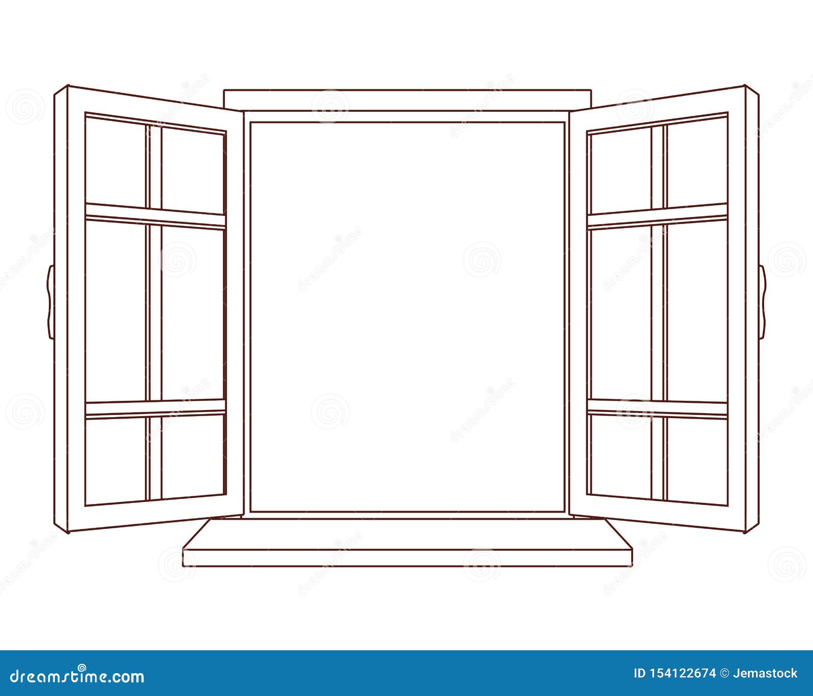 House Window Open Cartoon Isolated in Black and White Stock Vector -  Illustration of door, architecture: 154122674