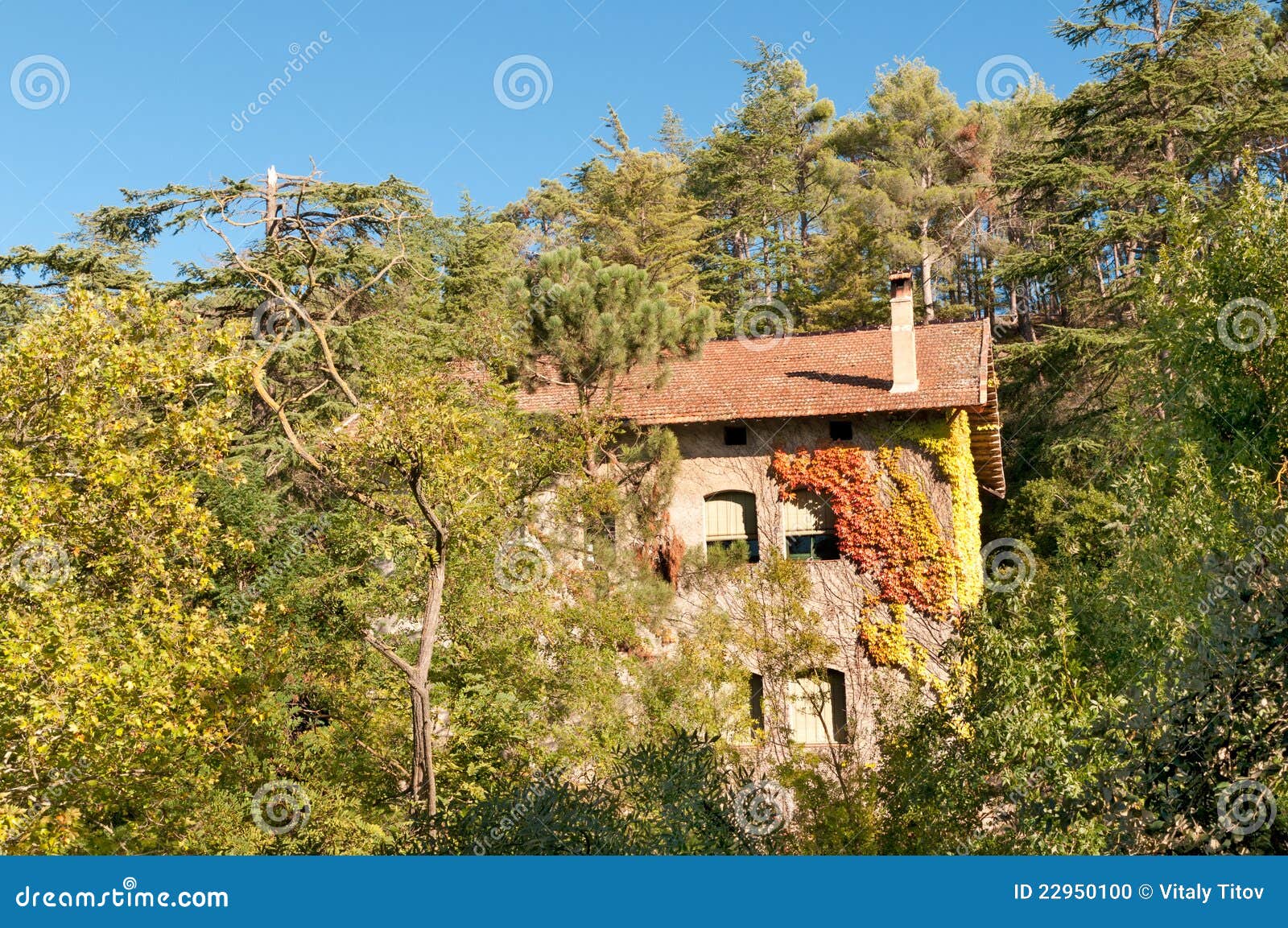 House in the woods, Spain stock photo. Image of brown 22950100
